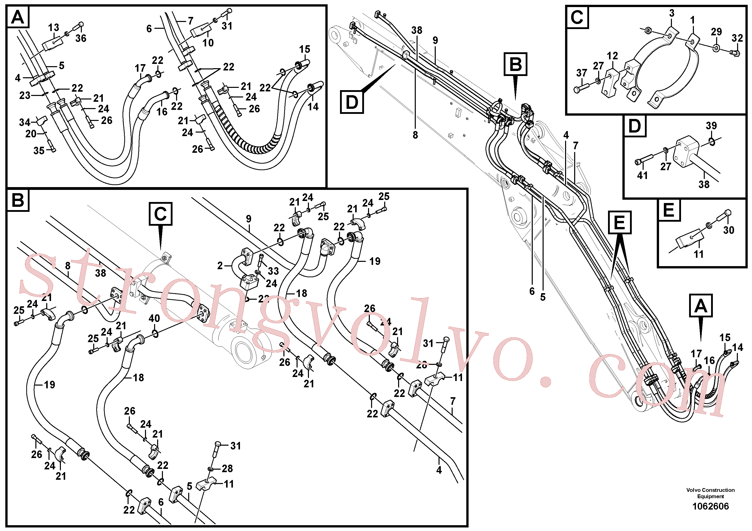 VOE14619098 Volvo Hidráulica de serviço, cilindro do braço de afundamento na lança ajustável(1062606 Montagem)