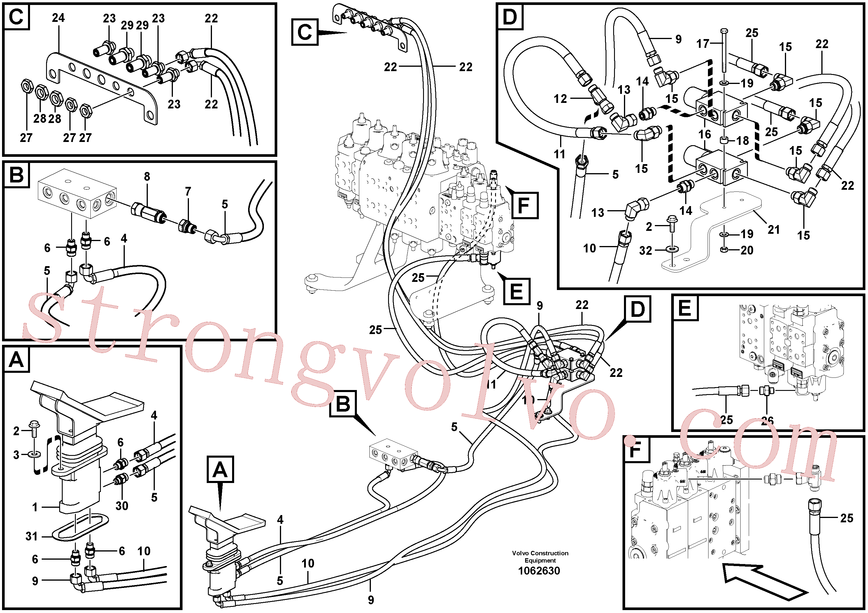 VOE936750 Volvo Hidráulica de serviço, cilindro da 2ª lança em lança ajustável(1062630 Montagem)