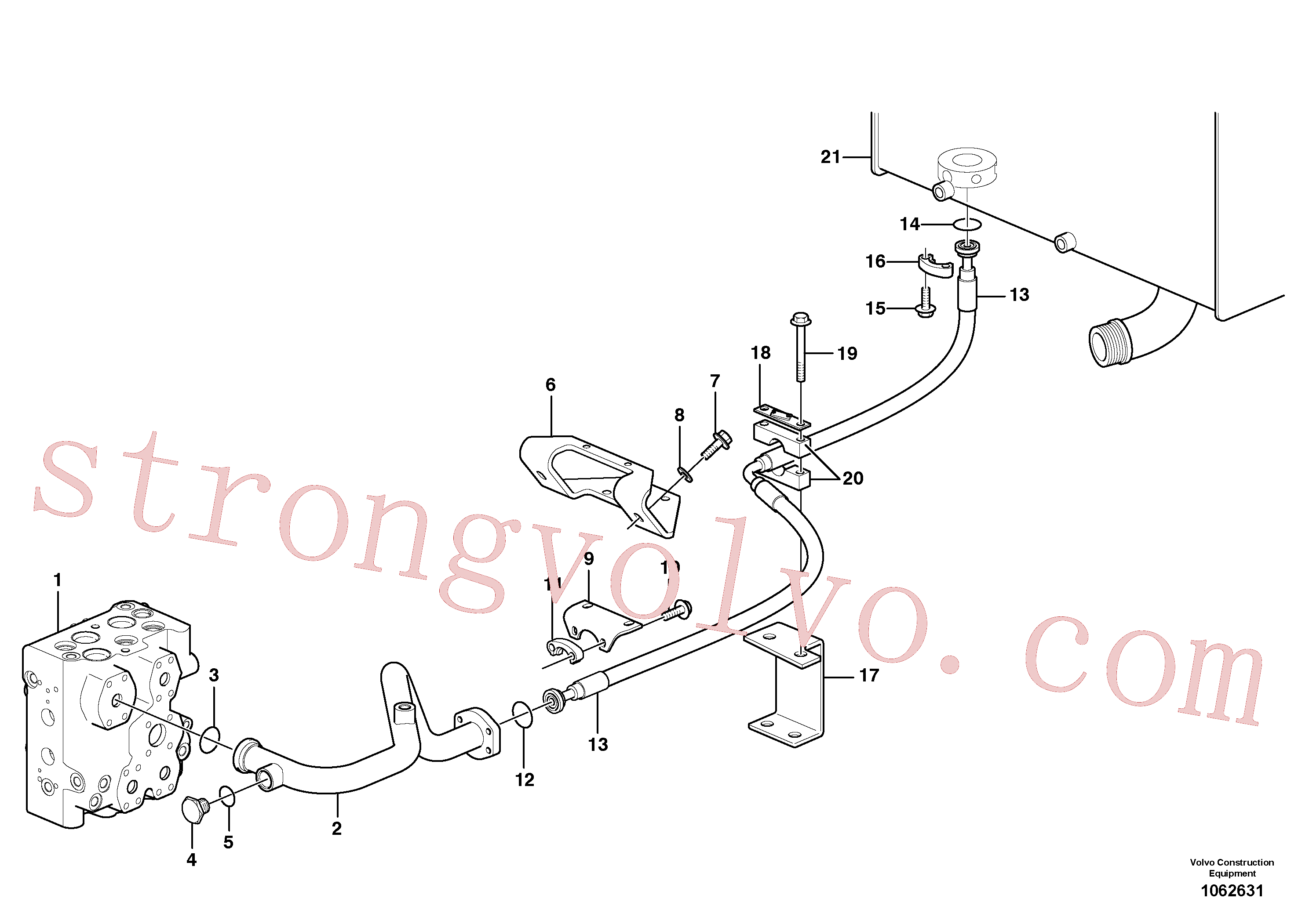 VOE947167 Volvo Sistema hidráulico, linha de retorno(1062631 Montagem)