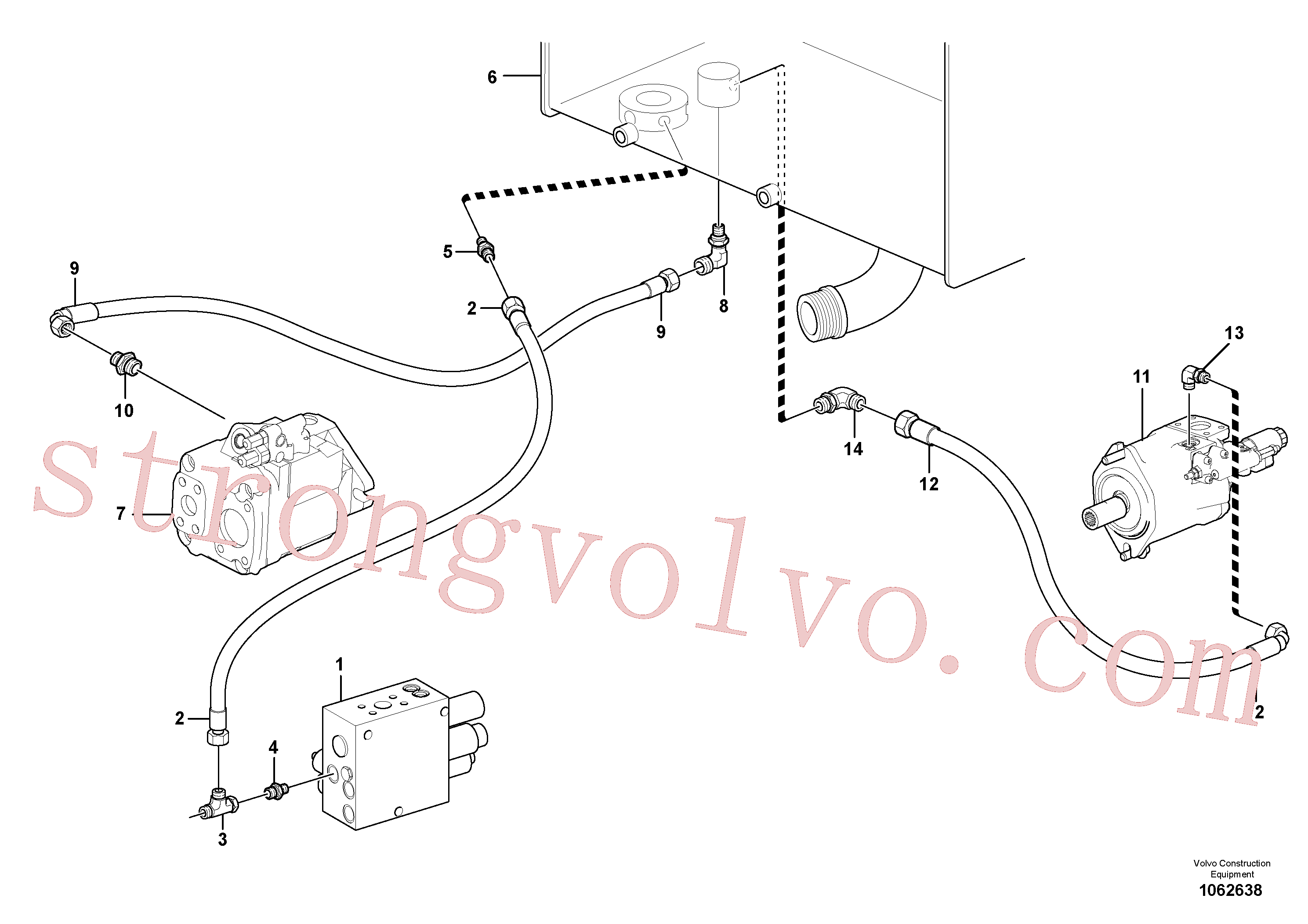 VOE11411977 Volvo Linha de purga do óleo, bomba(1062638 Montagem)