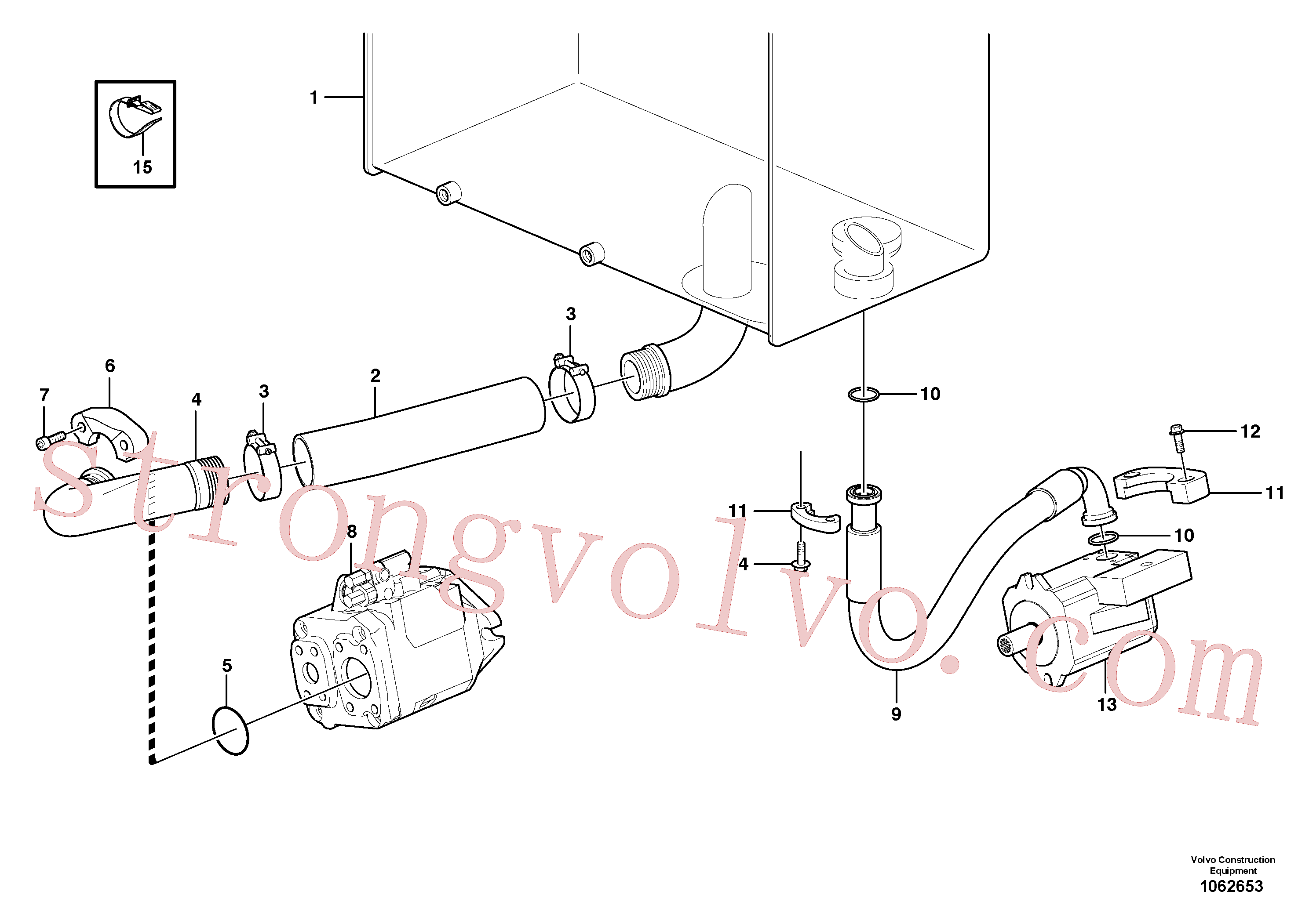 VOE11411977 Volvo Linha de sucção, tanque - bomba(1062653 Montagem)