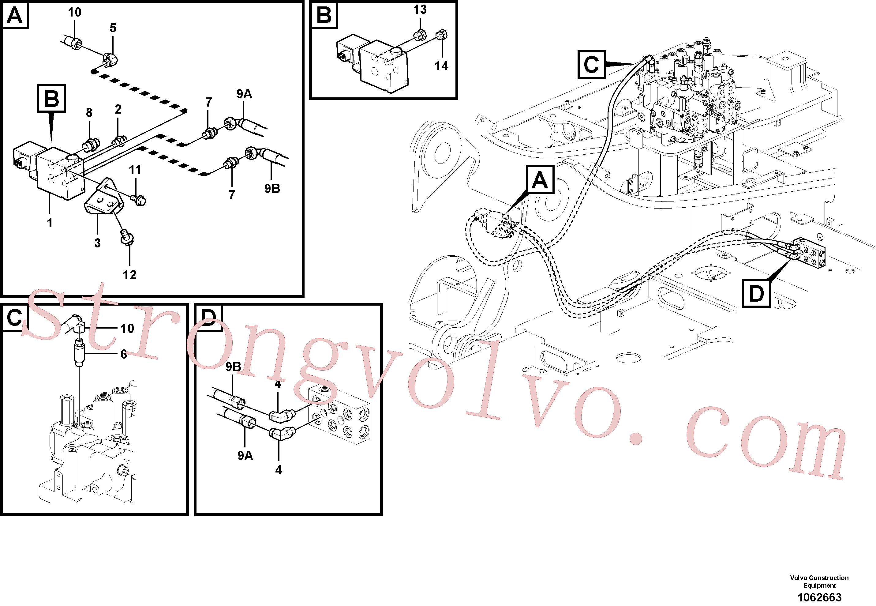 SA9403-03235 Volvo Hidráulica de serviço, encaixe rápido na estrutura superior(1062663 Montagem)
