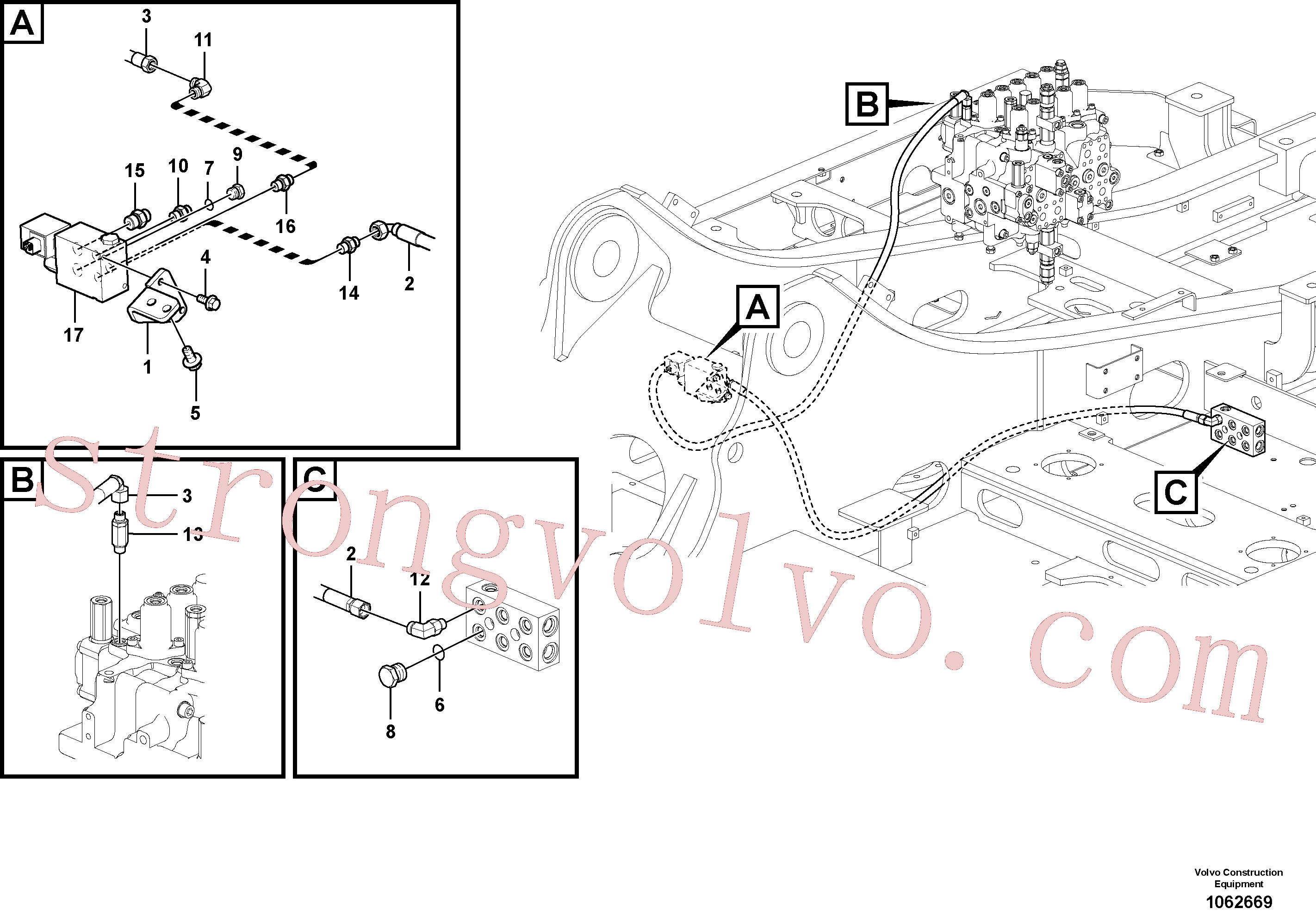 VOE14539484 Volvo Hidráulica de serviço, encaixe rápido na estrutura superior(1062669 Montagem)