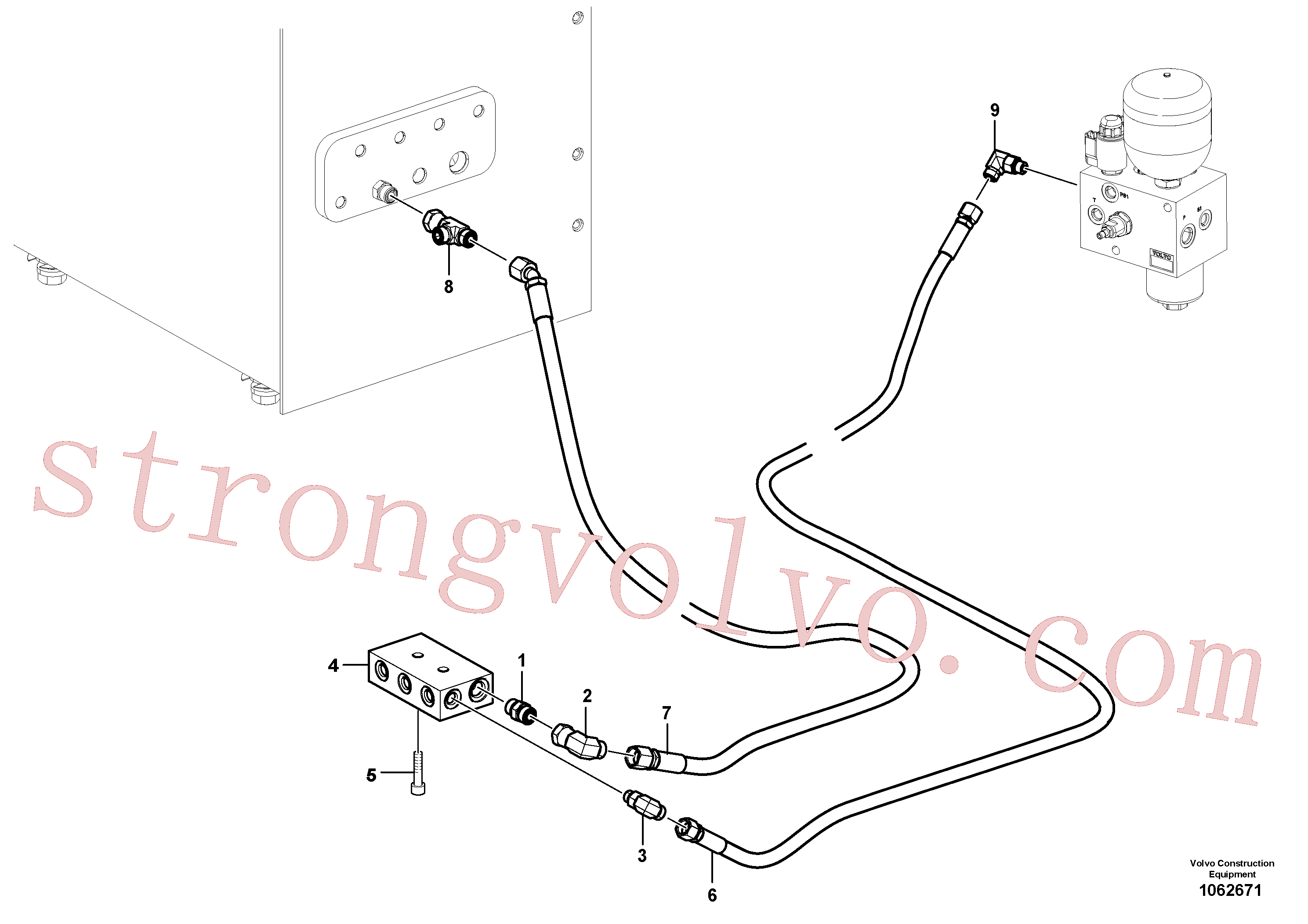 VOE937591 Mangueira completa Volvo escavadeira