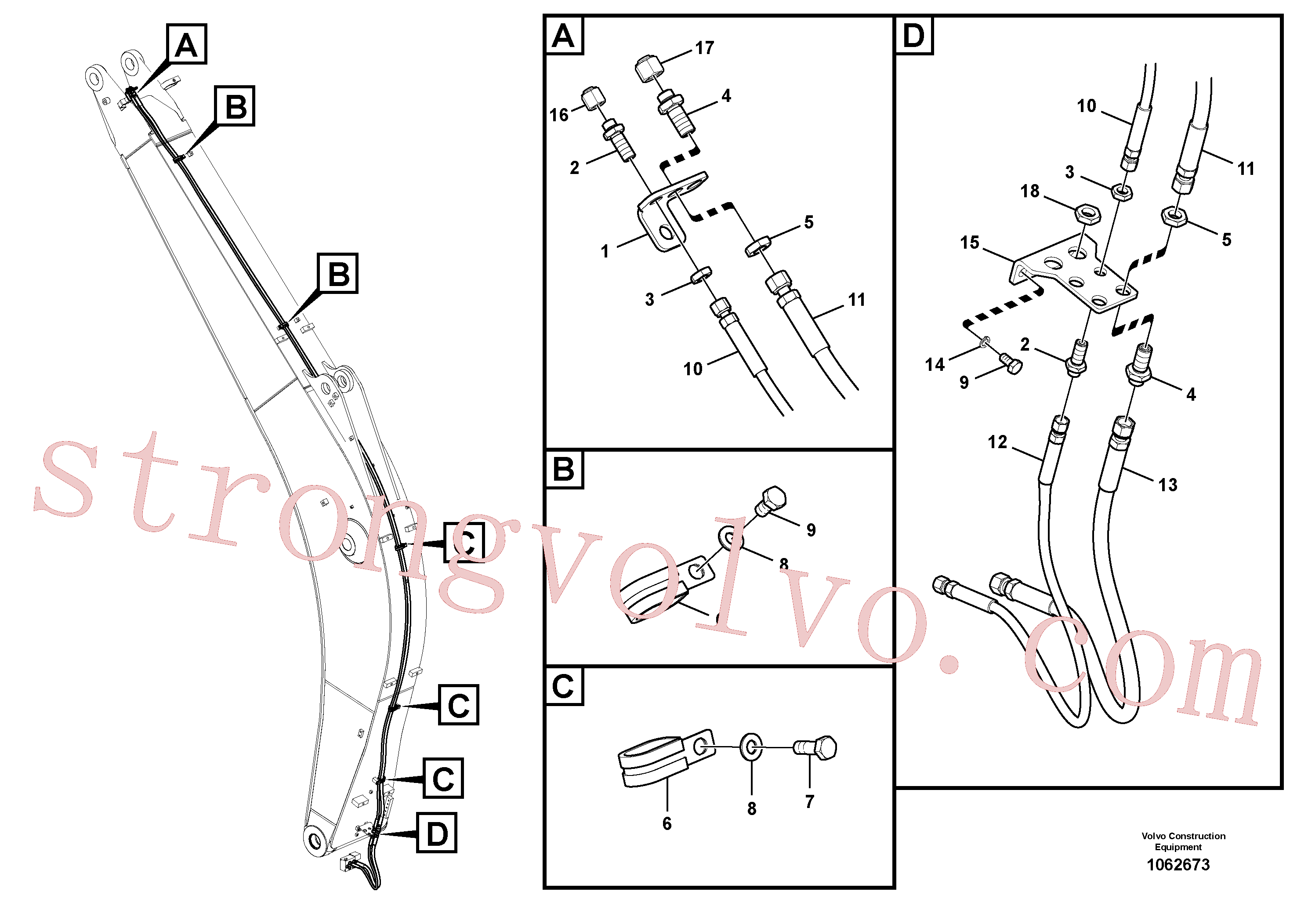 VOE936184 Volvo Hidráulica de serviço, encaixe rápido na lança(1062673 Montagem)