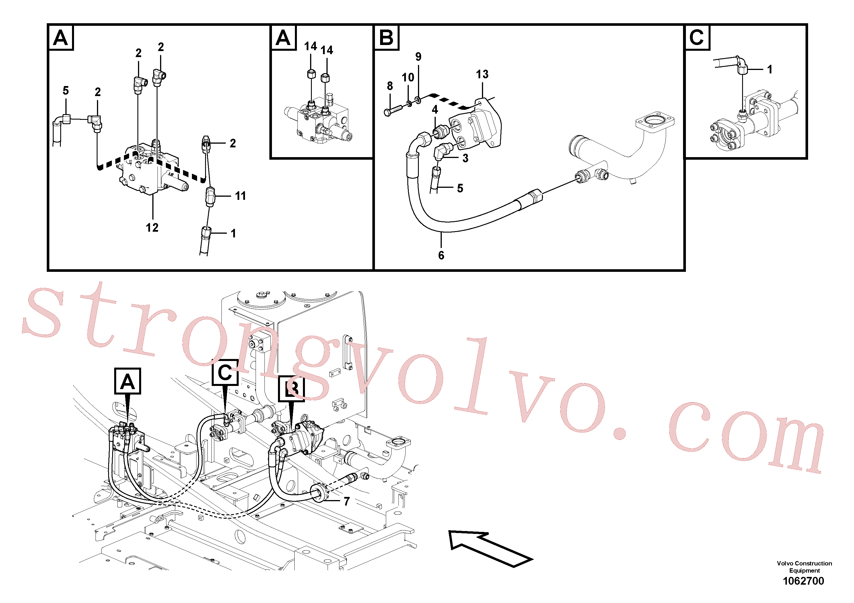 VOE14562999 Volvo Hidráulica de serviço, inclinação e rotor na estrutura superior(1062700 Montagem)