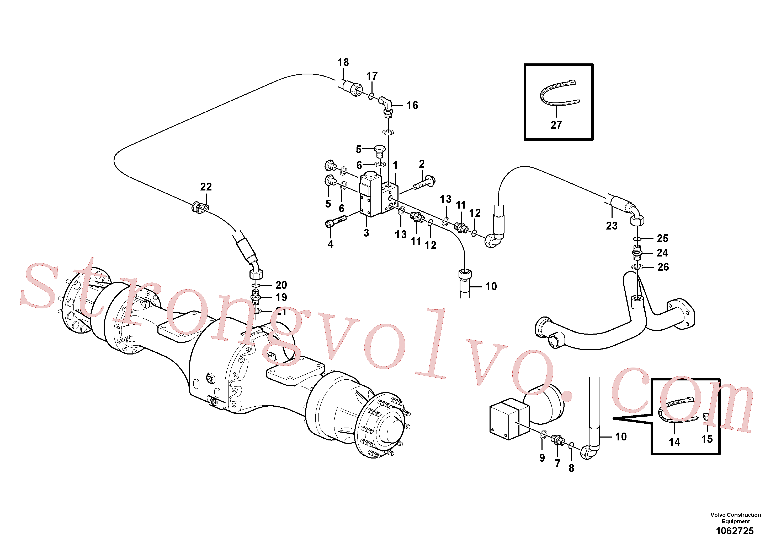 VOE4881457 Volvo Bloqueio do diferencial, linha hidráulica(1062725 Montagem)