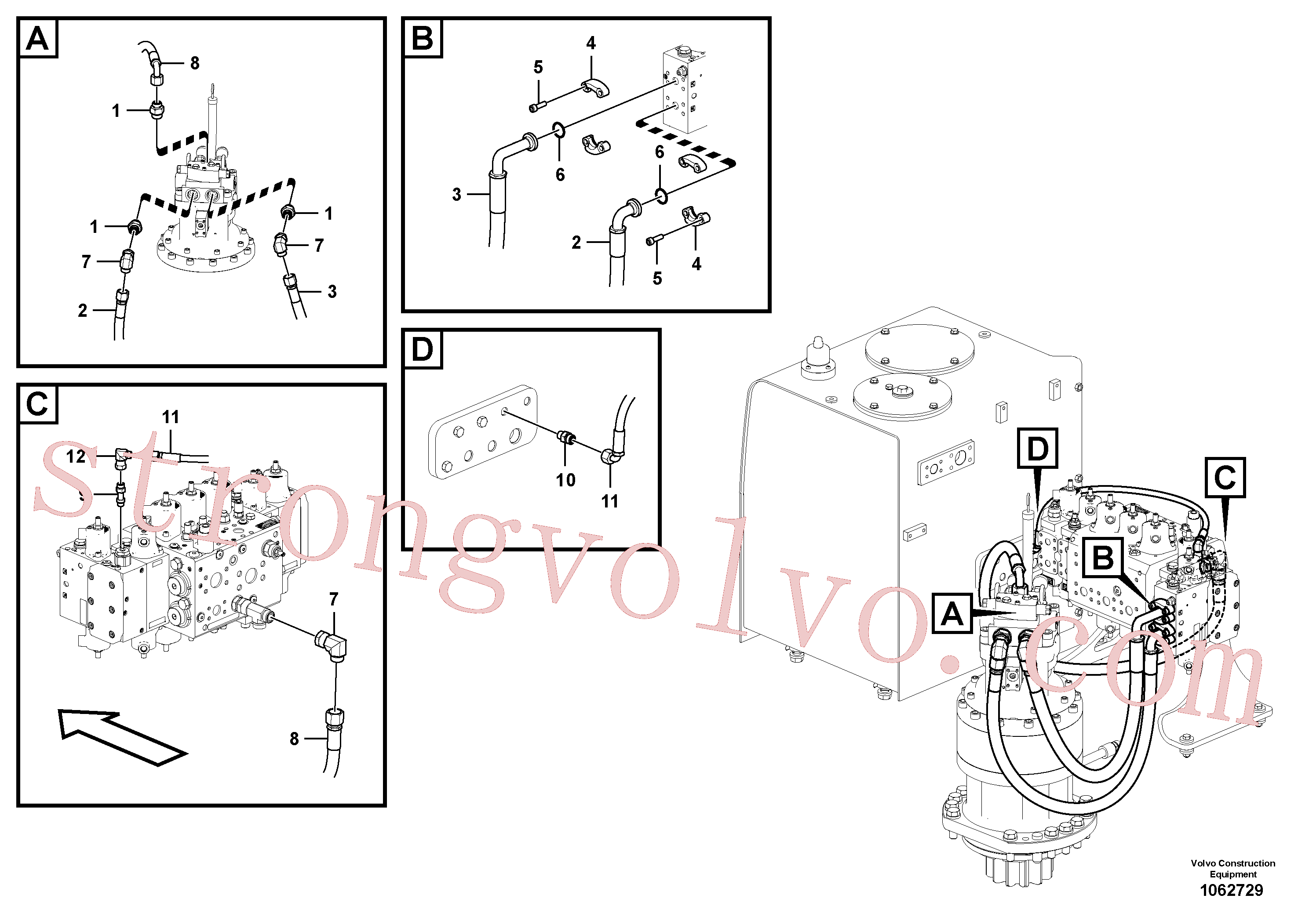 VOE13933910 Volvo Sistema hidráulico, válvula de comando da lança e articulação(1062729 Montagem)