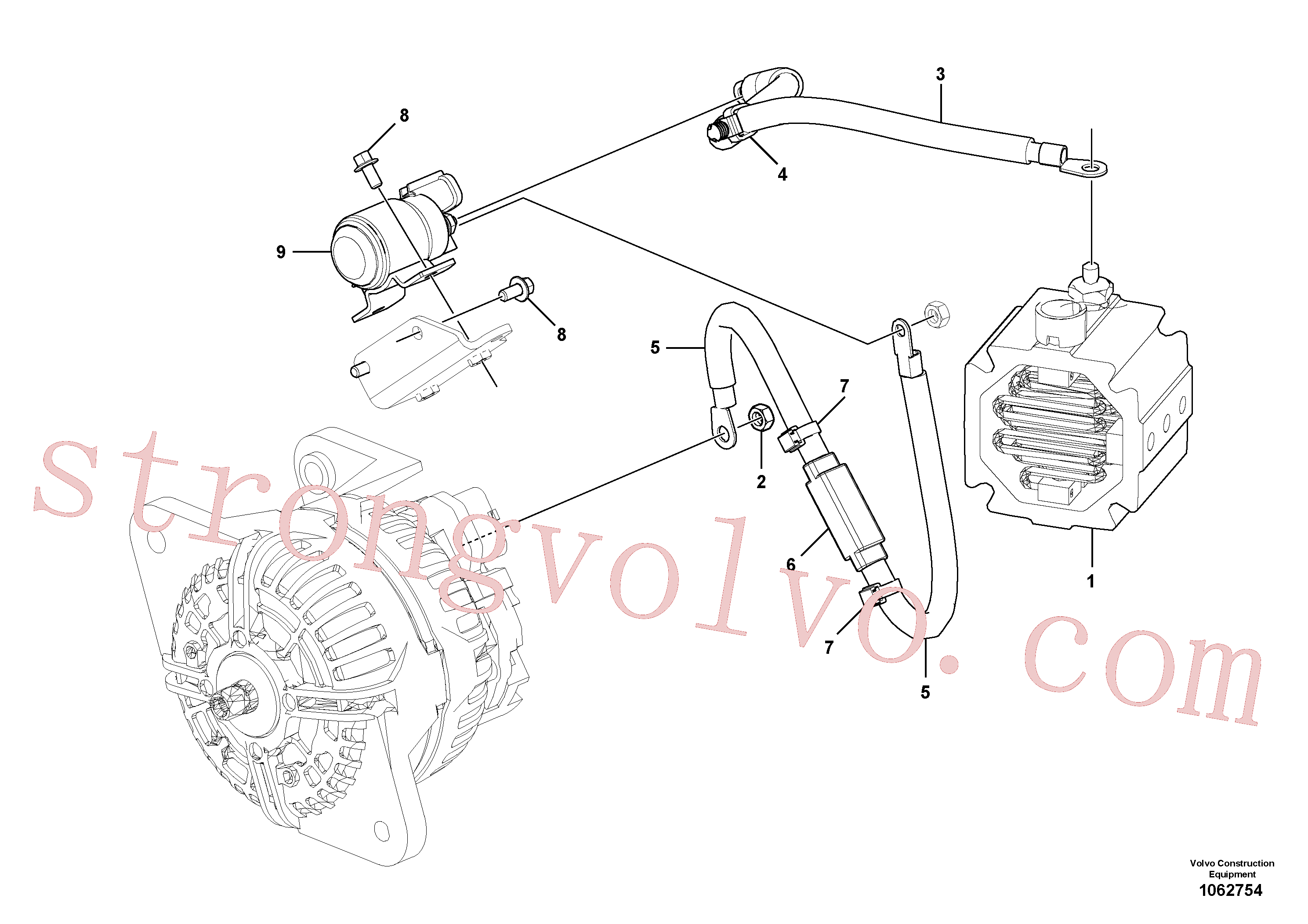 VOE20405733 Porca sextavada Volvo escavadeira