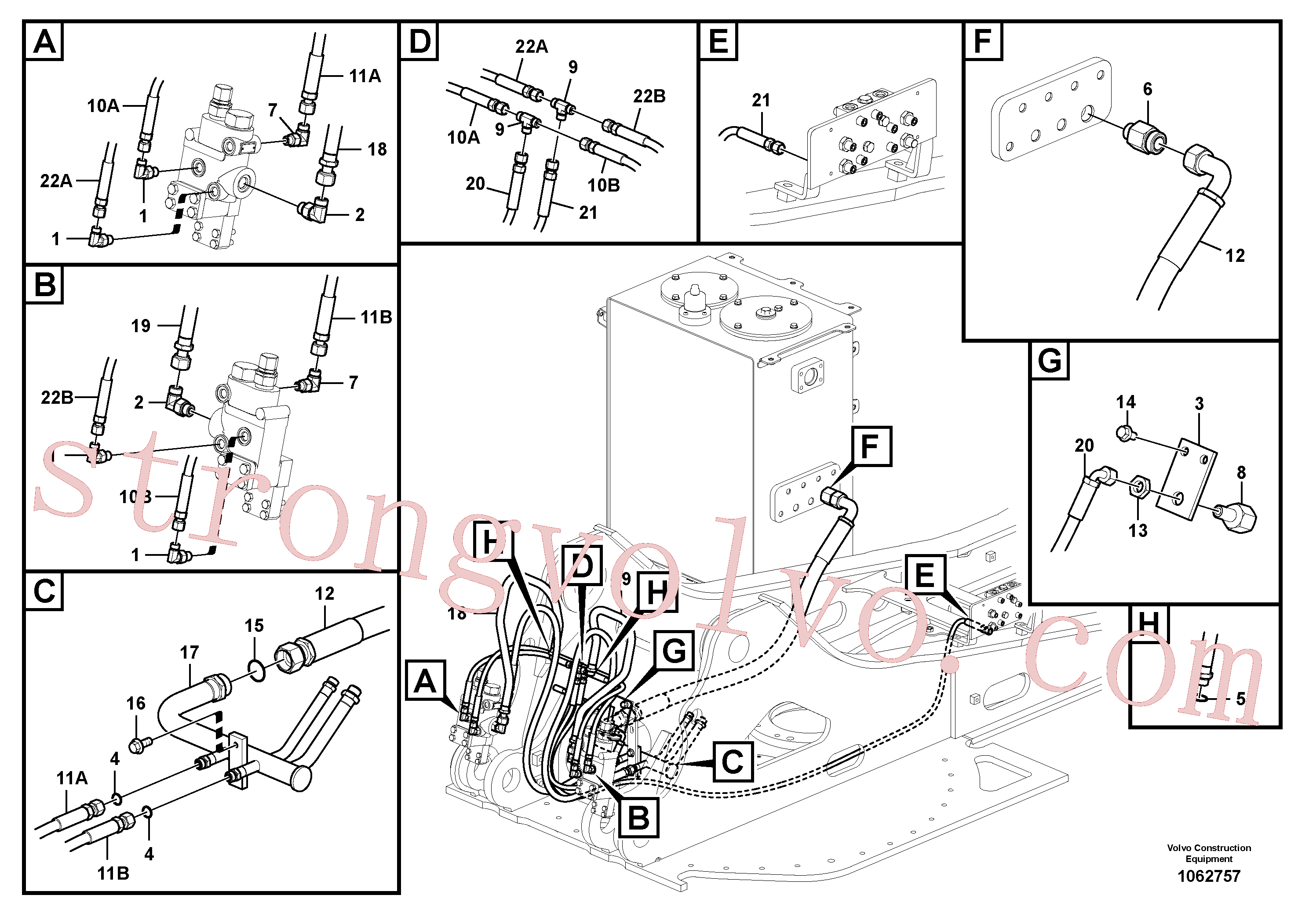 Atacado VOE937105 Mangueira completa Volvo escavadeira