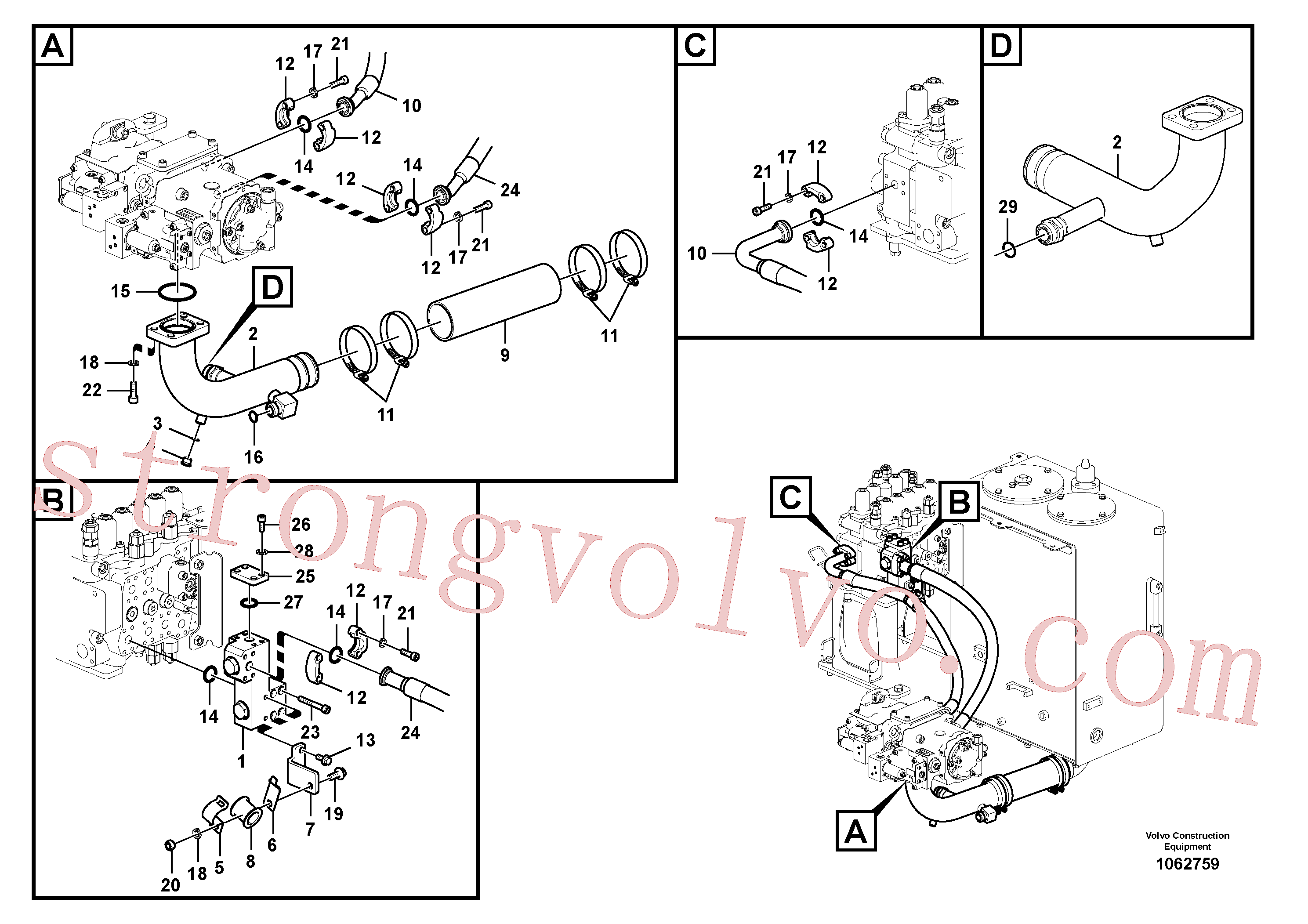 VOE14881379 Mangueira de borracha Volvo escavadeira