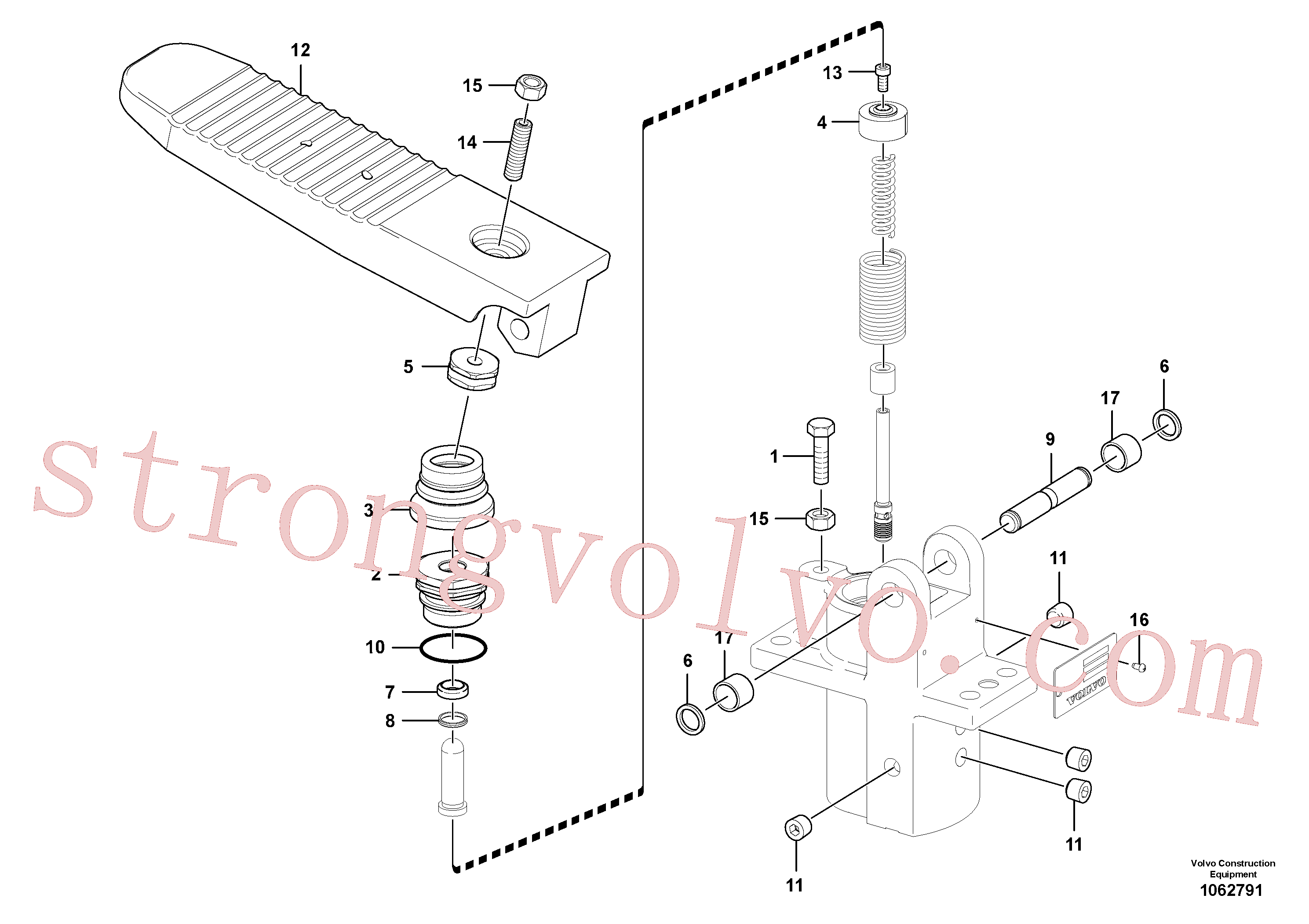 SA9023-10806 Volvo Pedal da válvula de comando à distância, motor de curso(1062791 Montagem)