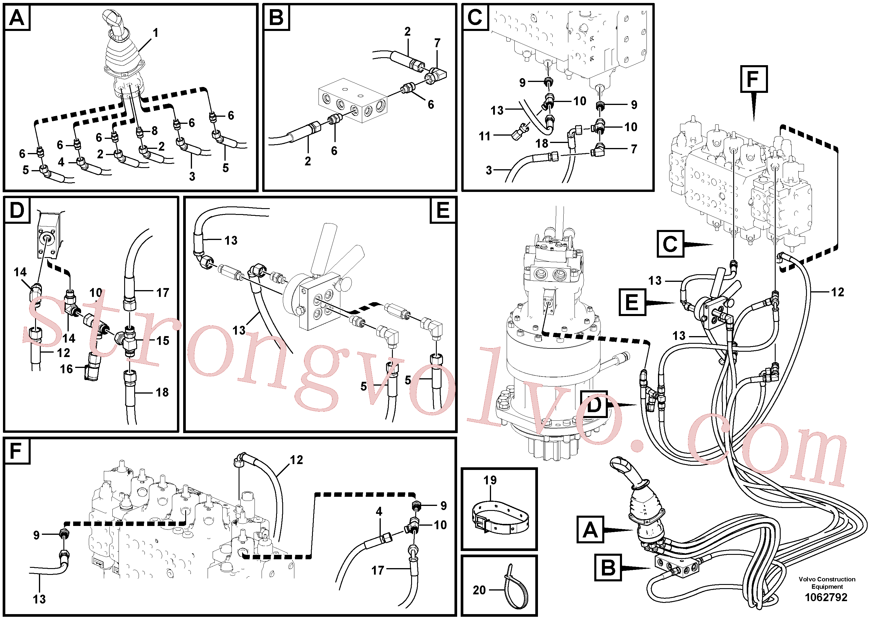 VOE15188114 Volvo Sistema servomotor, válvula de comando para válvula de comando à distância(1062792 Montagem)