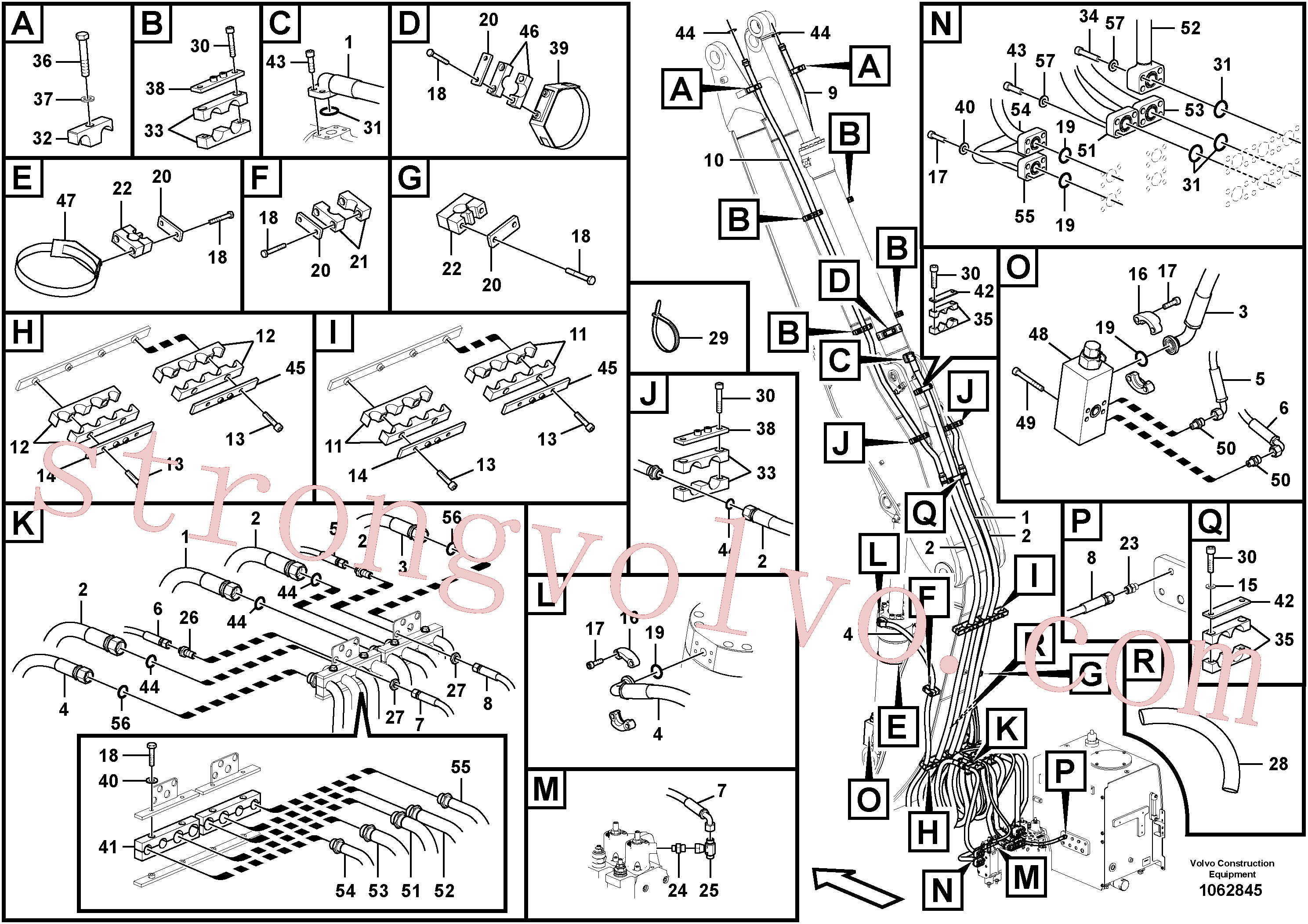 SA9443-30616 Volvo Hidráulica de serviço, cilindro do braço de afundamento na lança ajustável(1062845 Montagem)