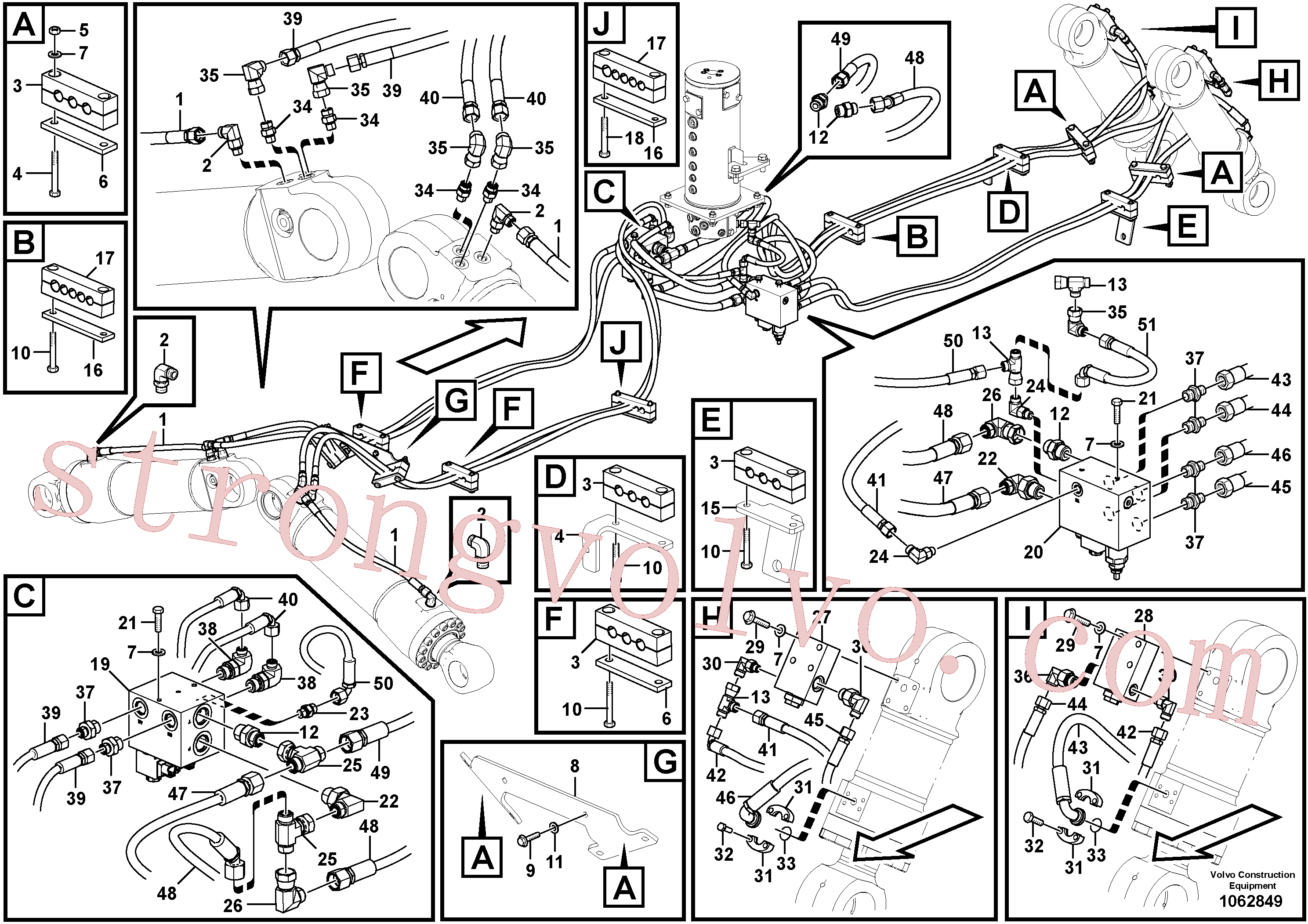 VOE15800217 Volvo Hidráulica de serviço, lâmina de terraplanagem dianteira e extensor traseiro(1062849 Montagem)