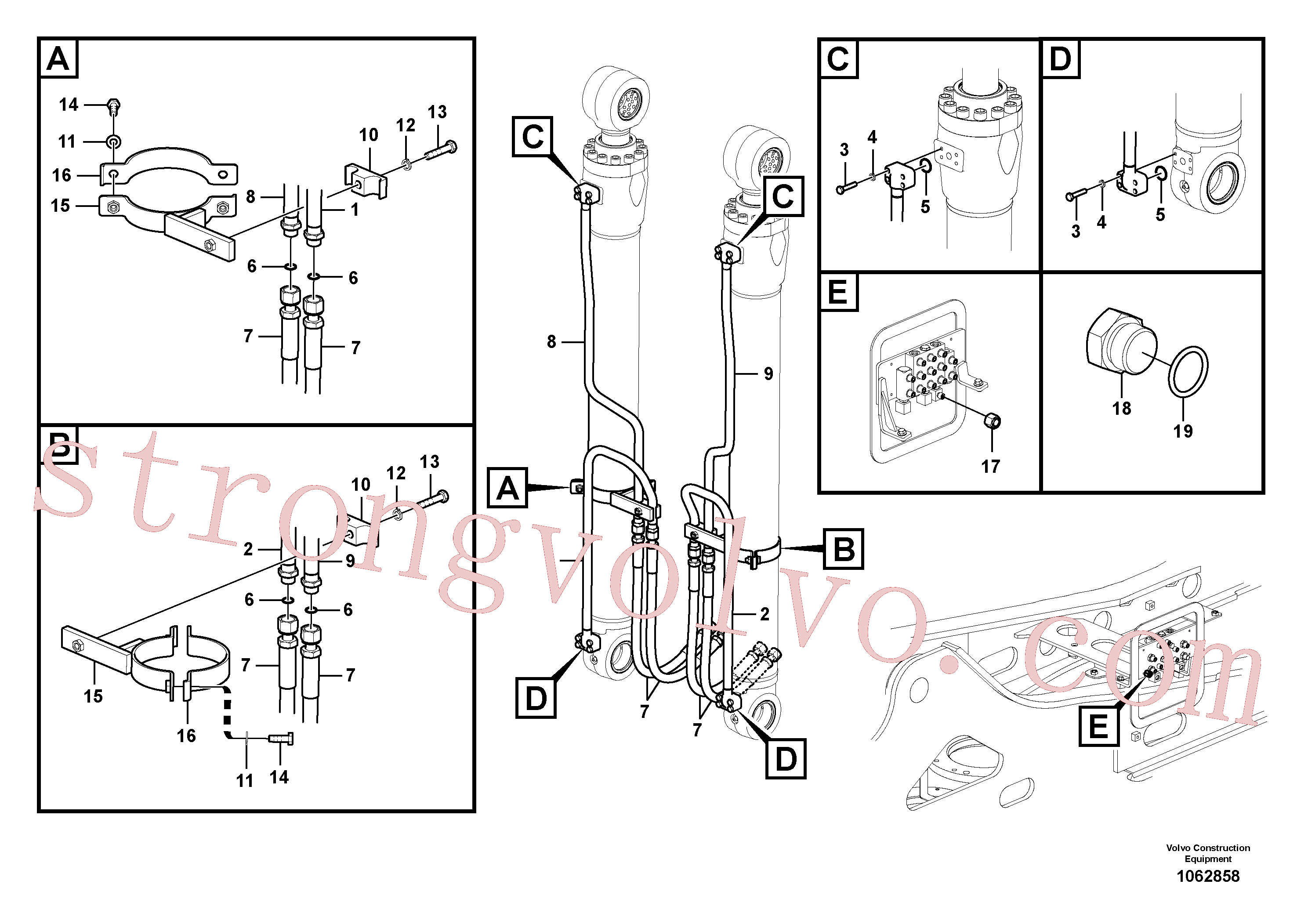 VOE14880069 Volvo Hidráulica de serviço, cilindro da lança(1062858 Montagem)