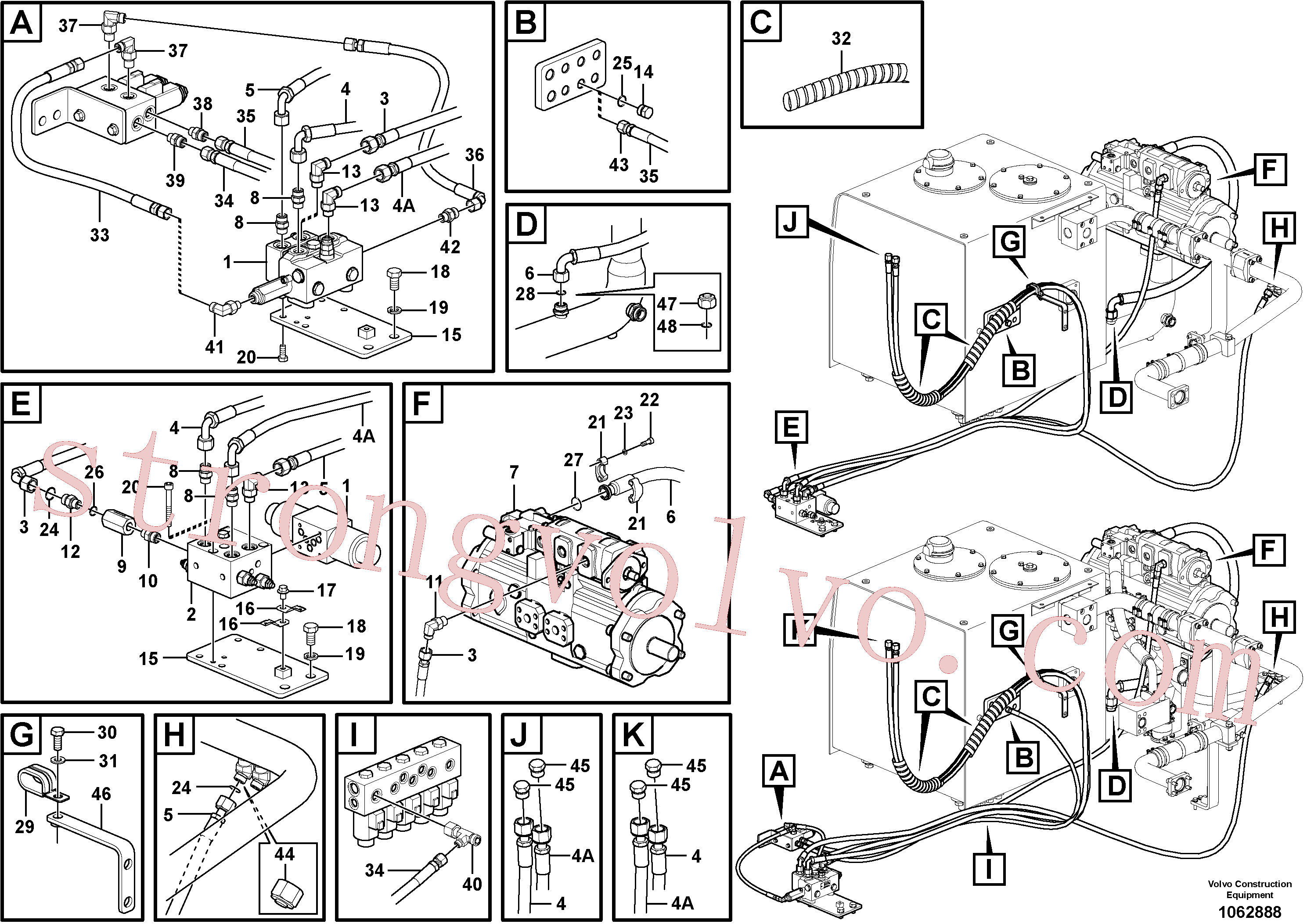 VOE15087262 Volvo Hidráulica de serviço, inclinação e rotor na estrutura superior(1062888 Montagem)