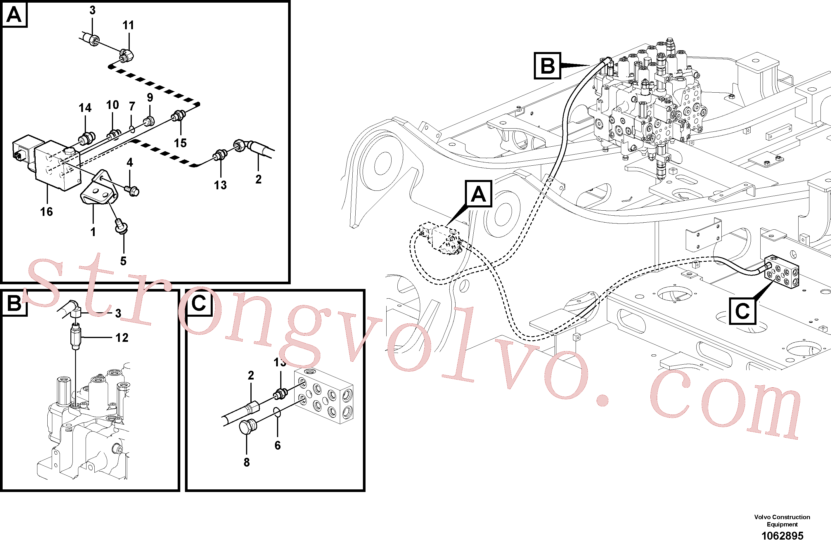 VOE14539944 Volvo Hidráulica de serviço, encaixe rápido na estrutura superior(1062895 Montagem)