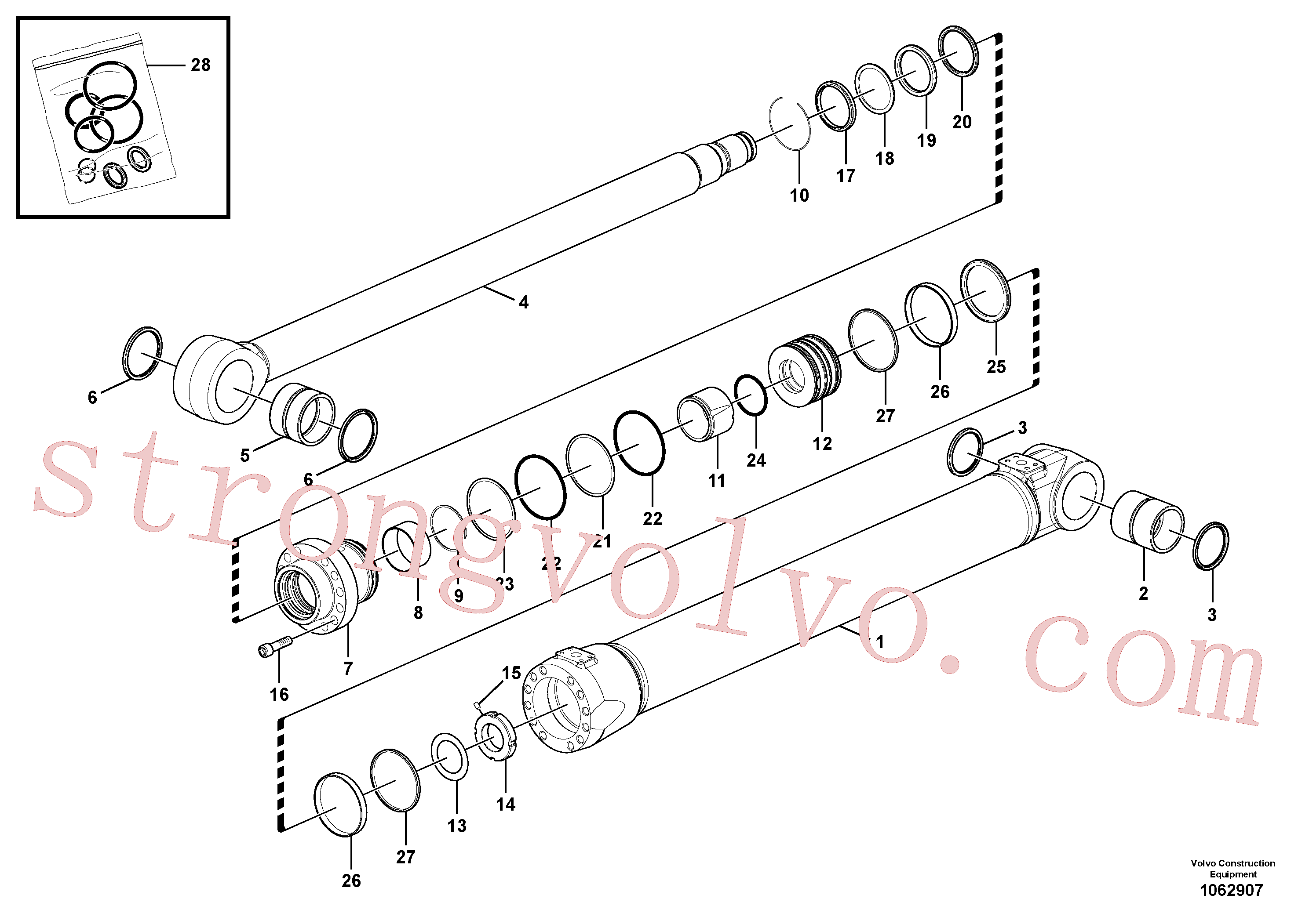 VOE14589724 Volvo Cilindro da lança, 2º ajustável(1062907 Montagem)