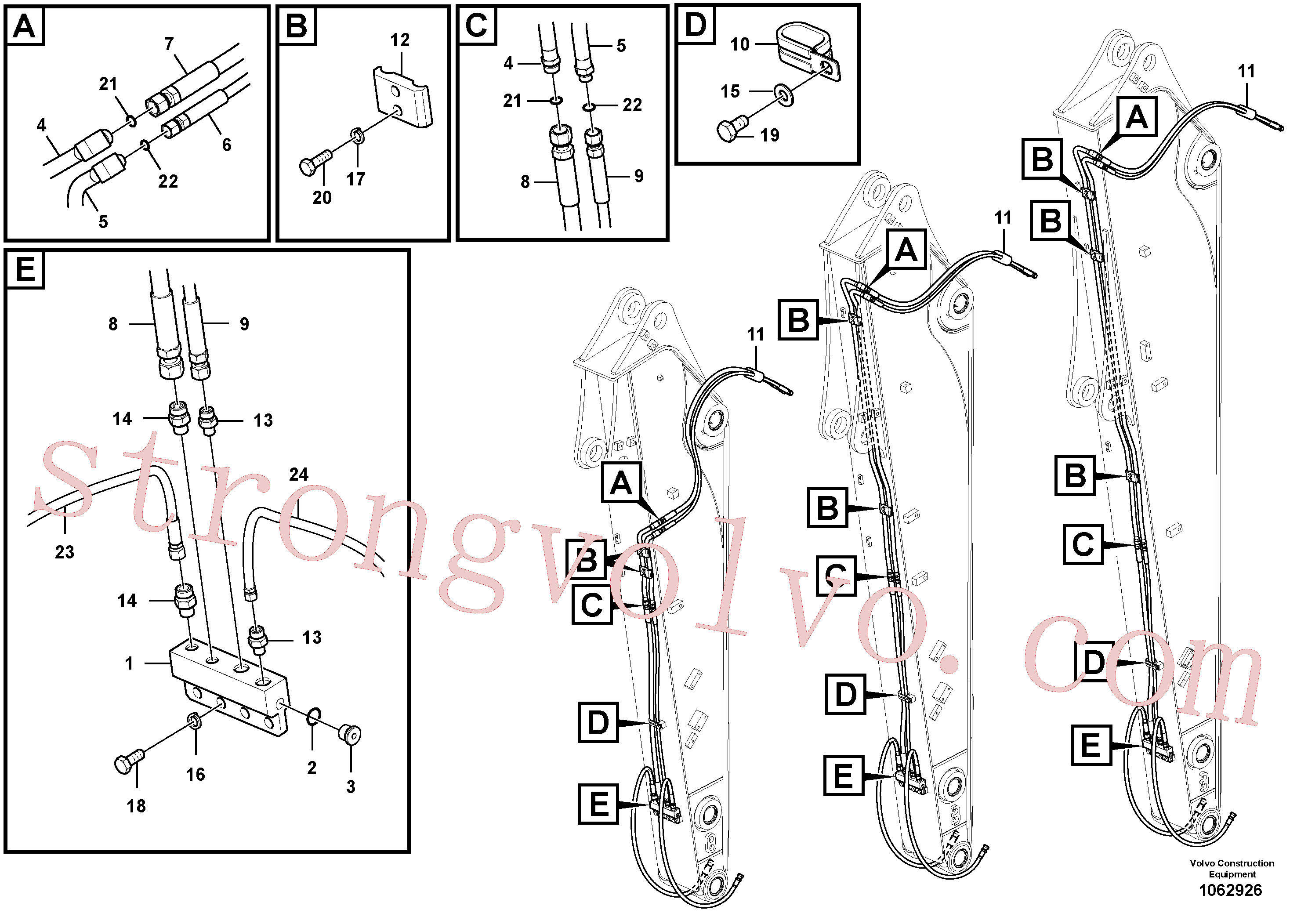 VOE14881581 Volvo Hidráulica de serviço, encaixe rápido no braço de afundamento(1062926 Montagem)