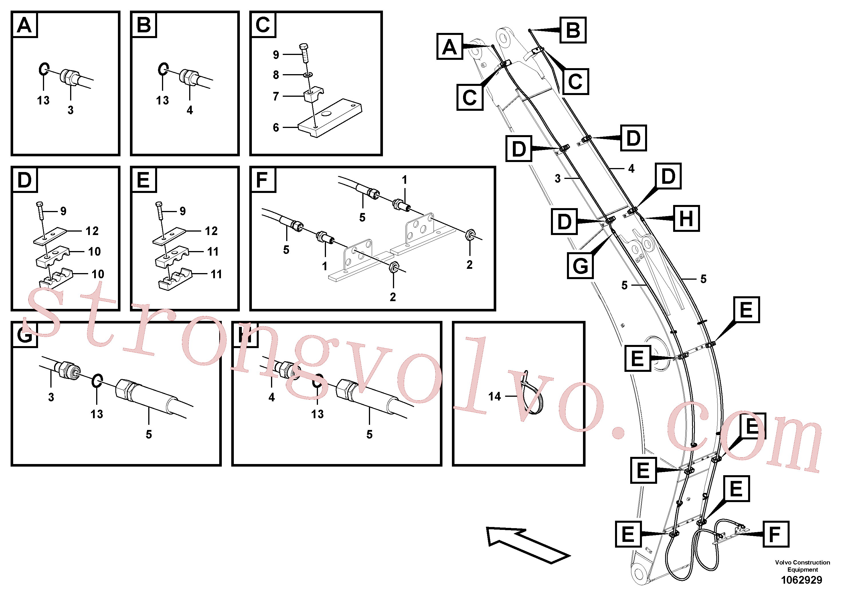 VOE15001630 Volvo Hidráulica de serviço, encaixe rápido na lança(1062929 Montagem)