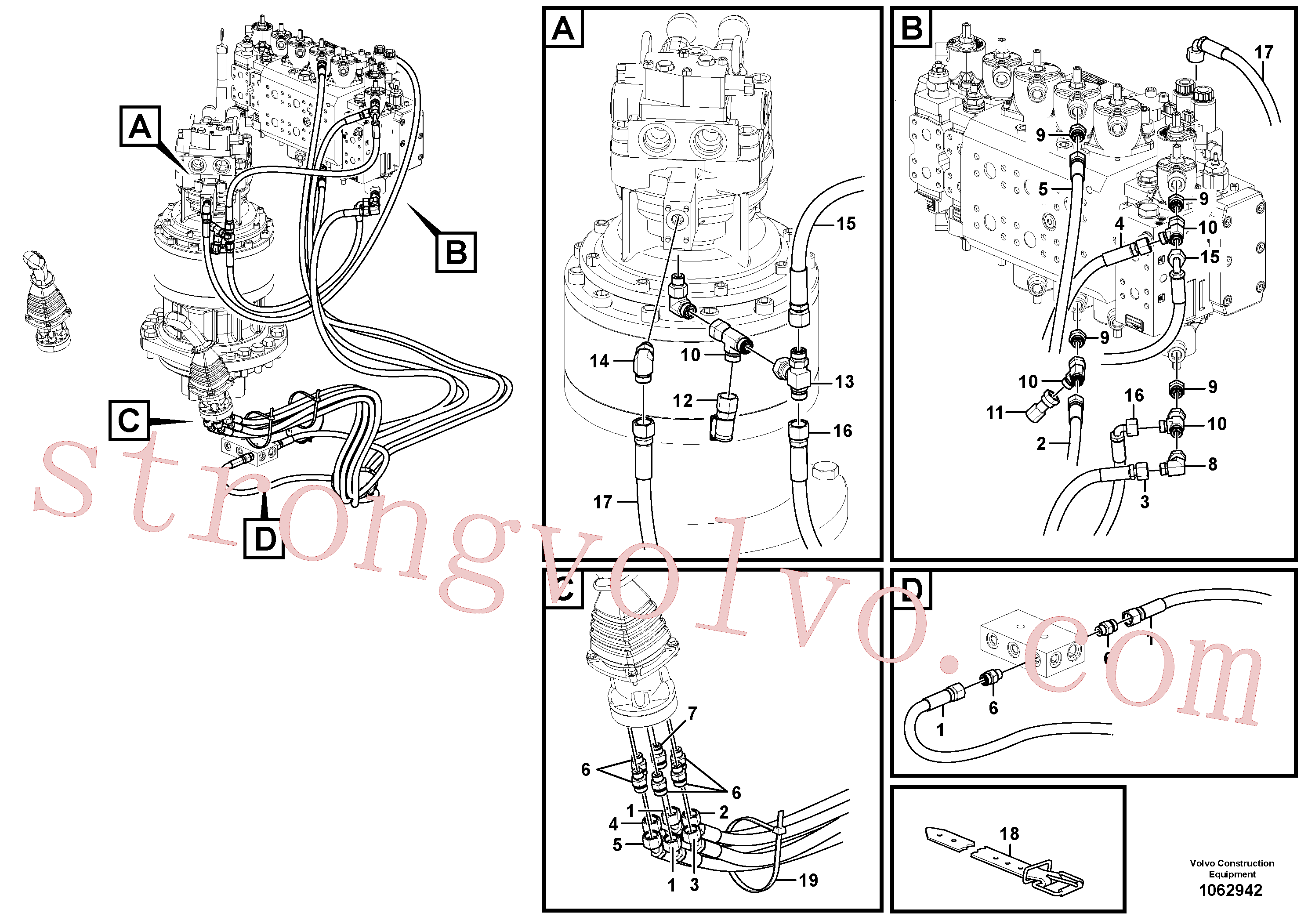 VOE15187360 Volvo Sistema servomotor, válvula de comando para válvula de comando à distância(1062942 Montagem)