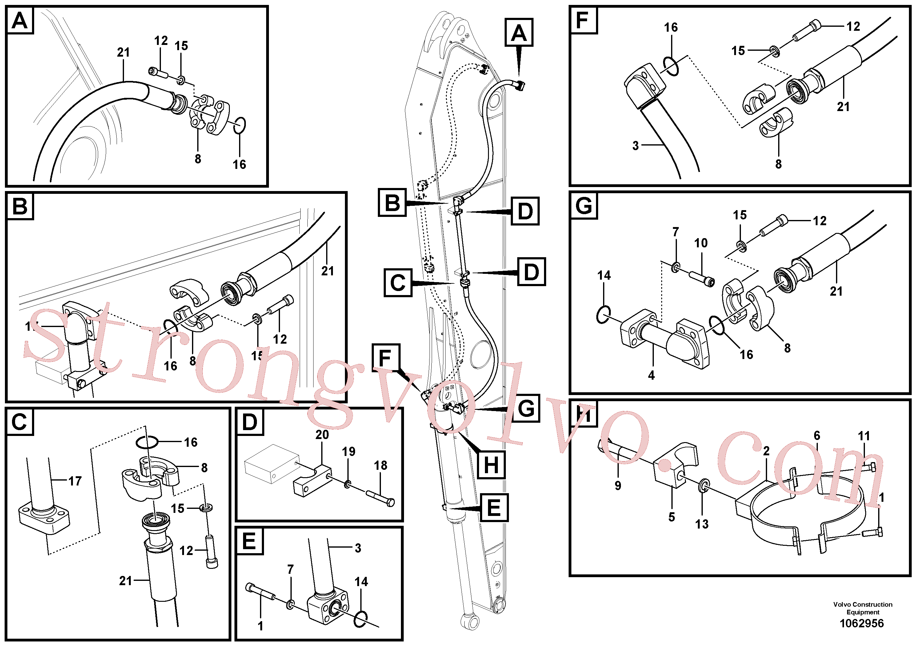 VOE14677998 Volvo Hidráulica de serviço, cilindro do balde no braço de afundamento(1062956 Montagem)
