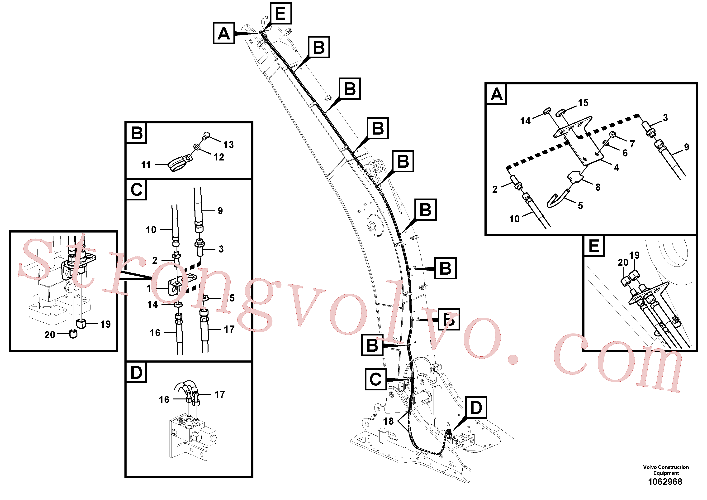 VOE14880632 Volvo Hidráulica de serviço, encaixe rápido na lança(1062968 Montagem)