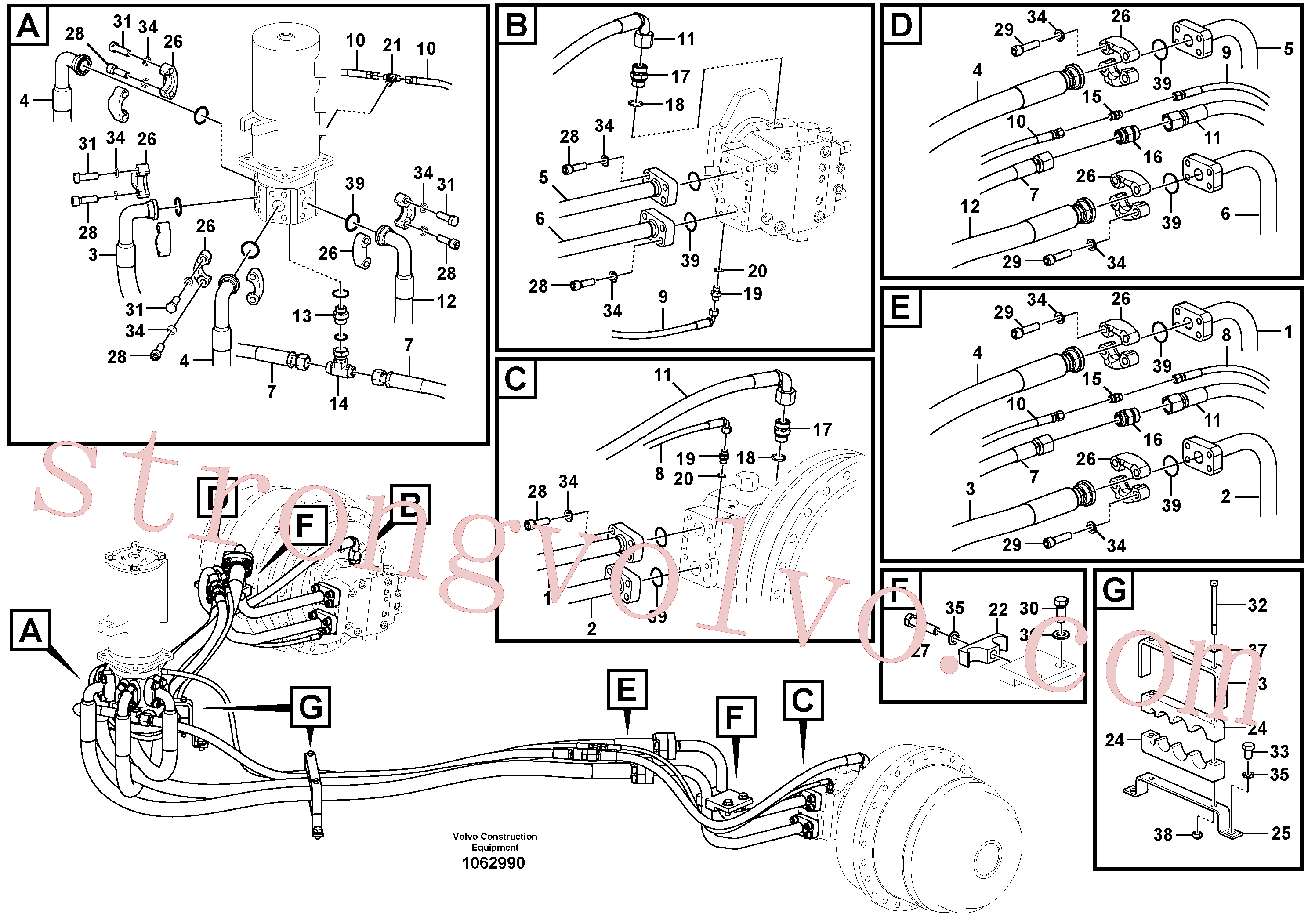 VOE14538878 Volvo Linha da rótula, rótula ao motor de curso(1062990 Montagem)