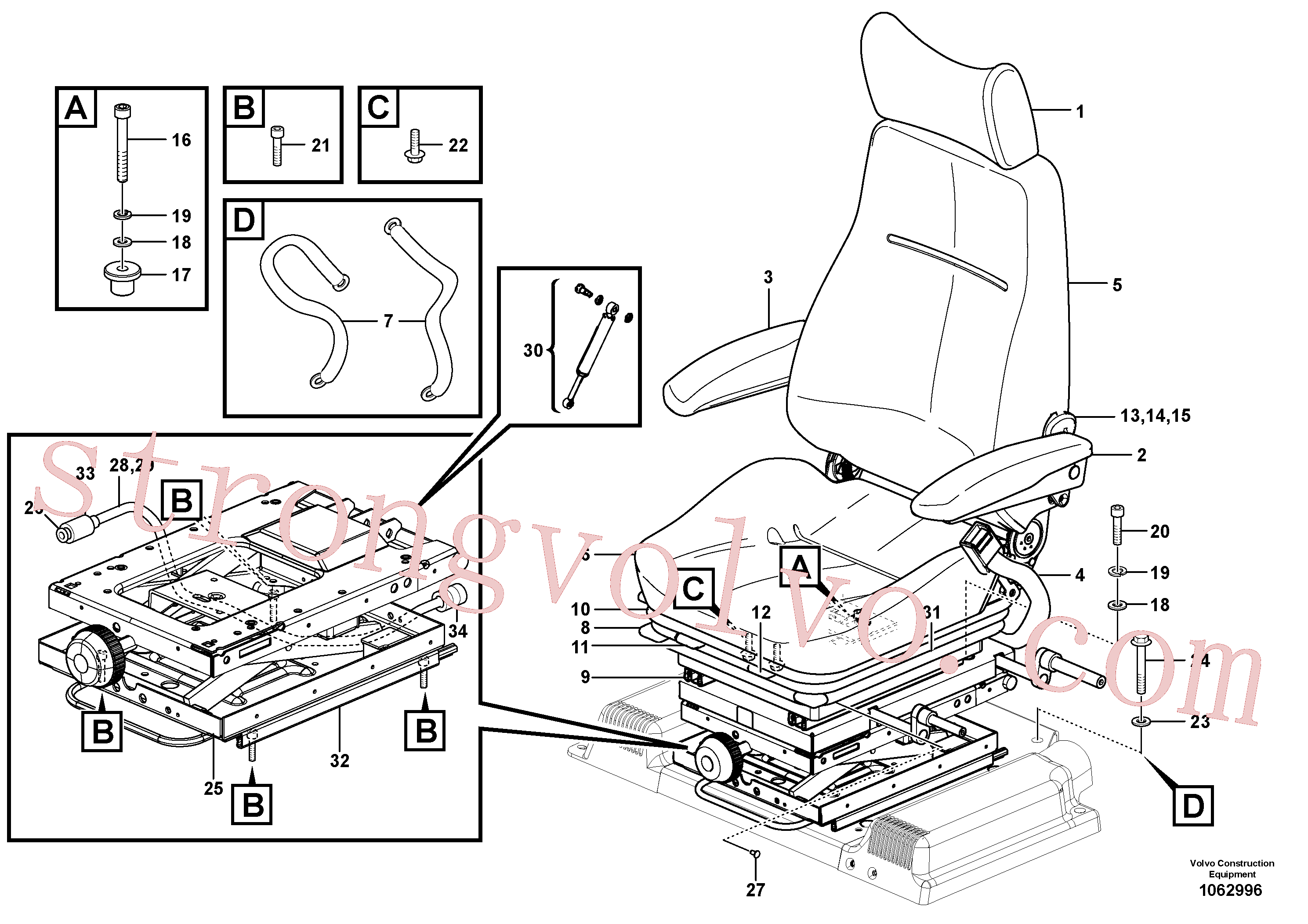 VOE984346 Volvo Banco do operador com acessórios(1062996 Montagem)