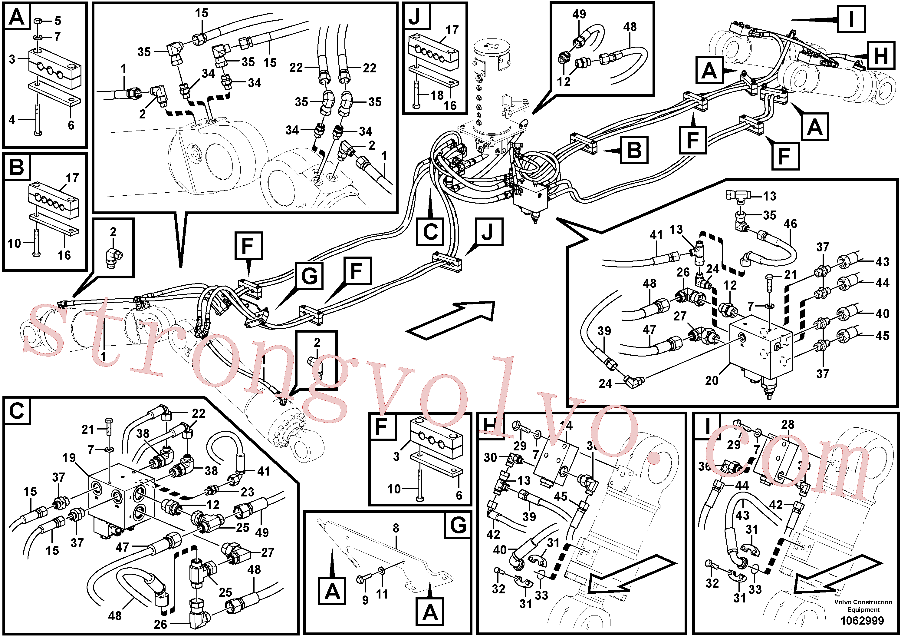 VOE937101 Volvo Hidráulica de serviço, lâmina de terraplanagem dianteira e extensor traseiro(1062999 Montagem)