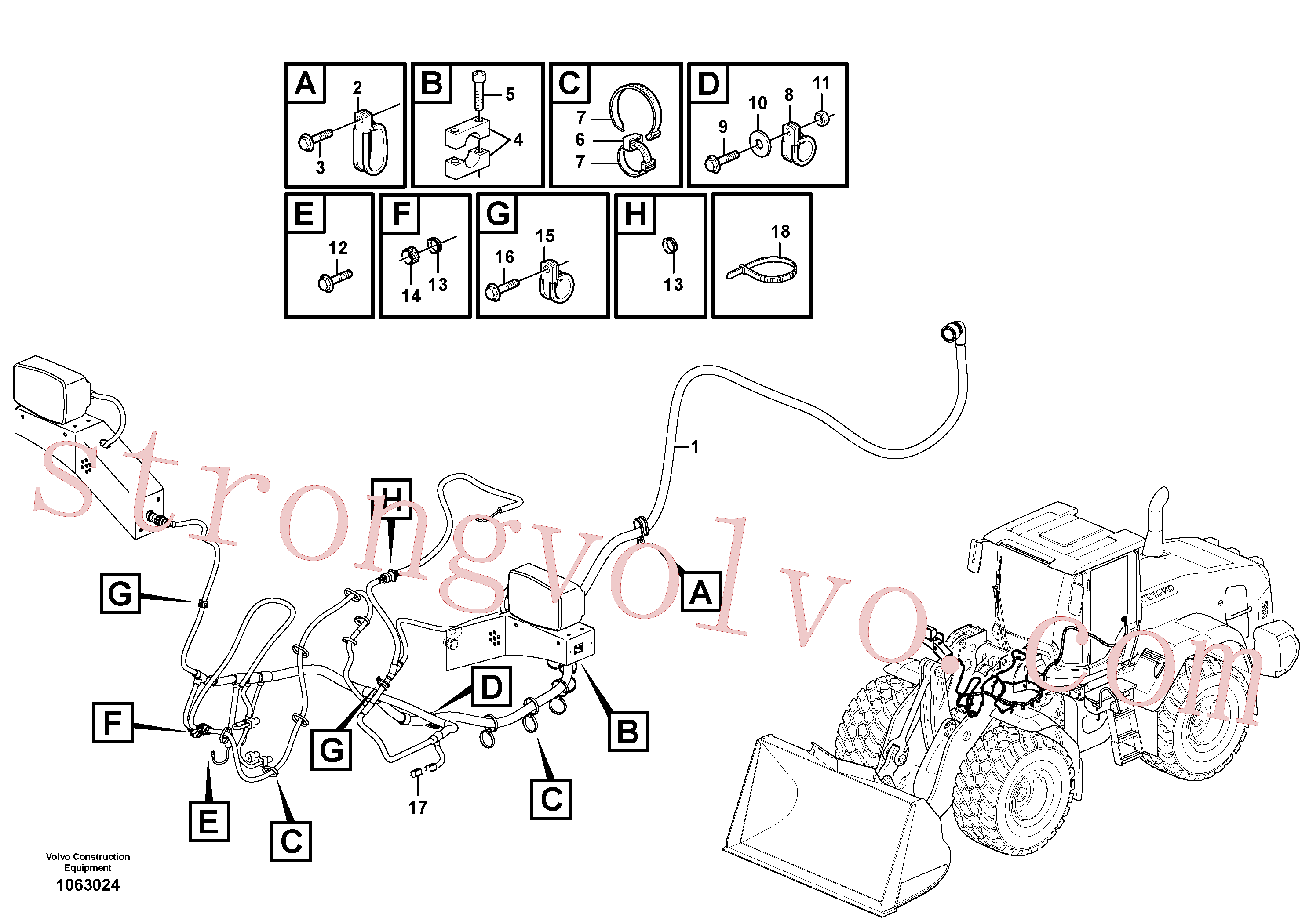 VOE11410603 Volvo Cablagem, dianteira(1063024 Montagem)