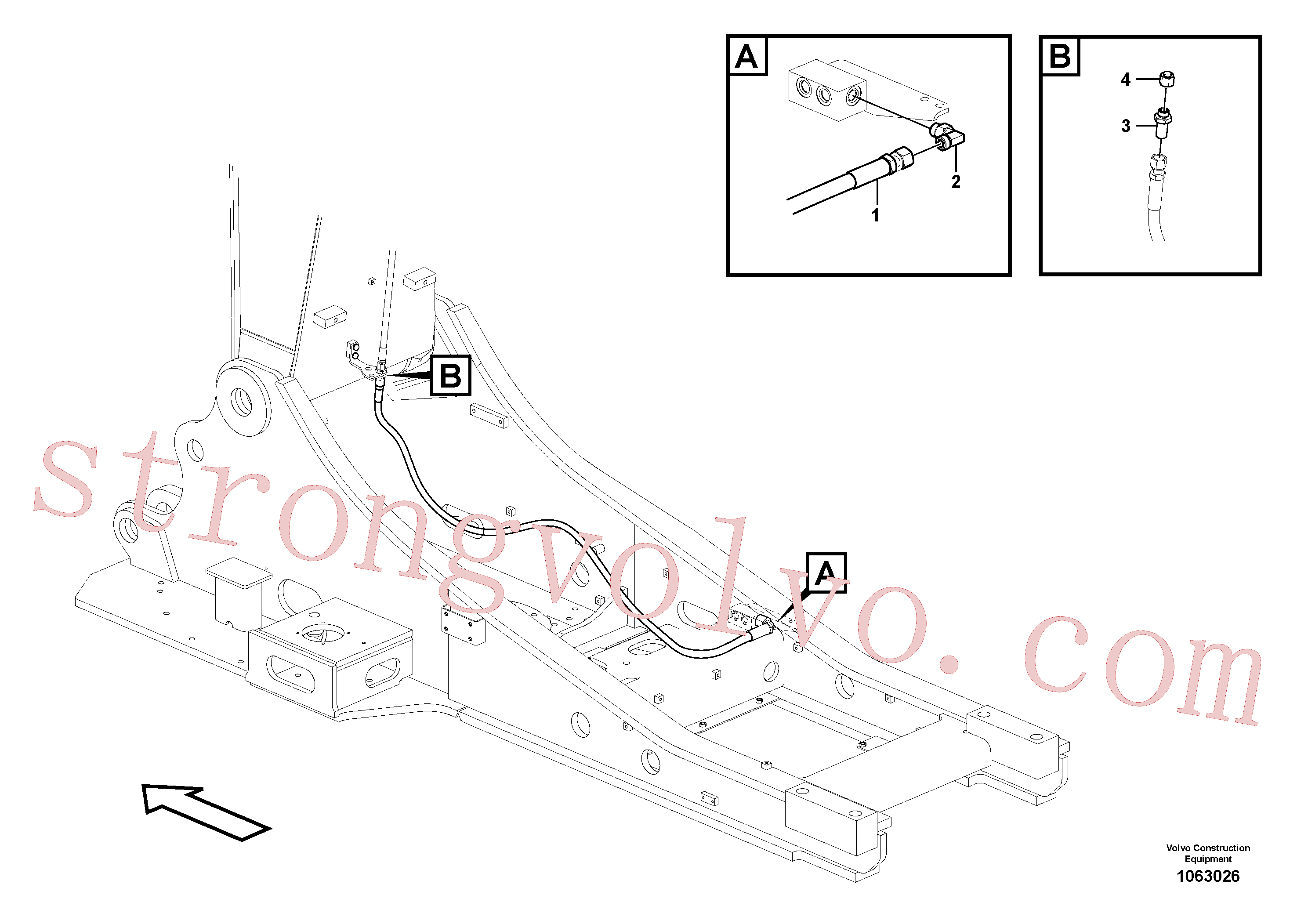 VOE935072 Volvo Hidráulica de serviço, fuga de óleo na estrutura superior(1063026 Montagem)