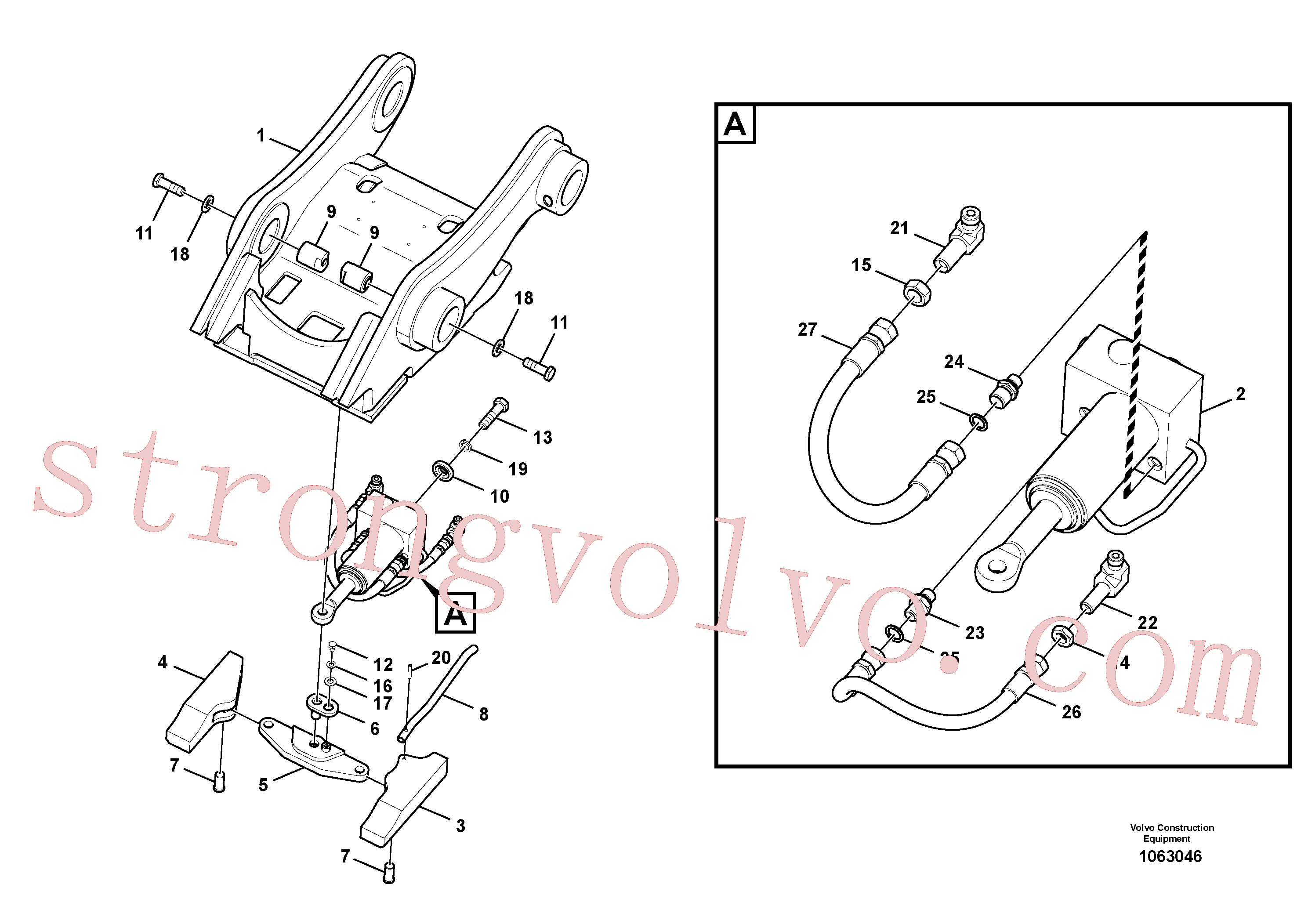 VOE14548774 Volvo Suporte de acoplamento, QuickFit(1063046 Montagem)
