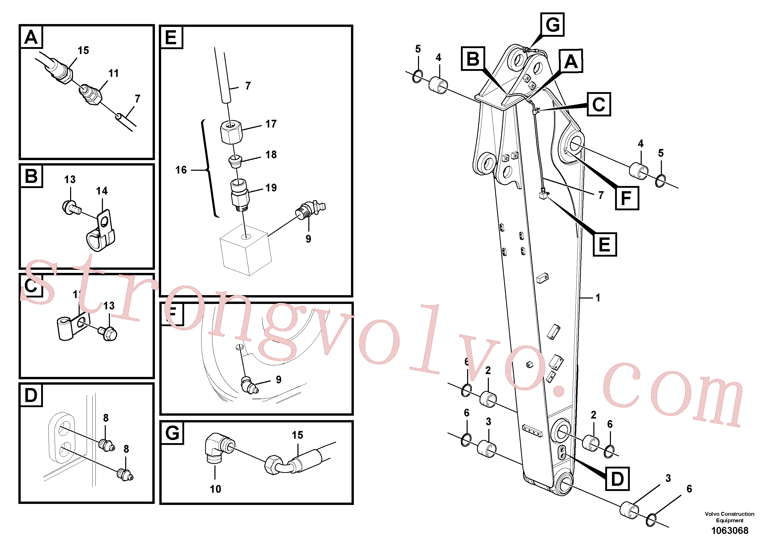 VOE14726439 Volvo Tubagem de massa e do braço de afundamento com sede da tubagem(1063068 Montagem)