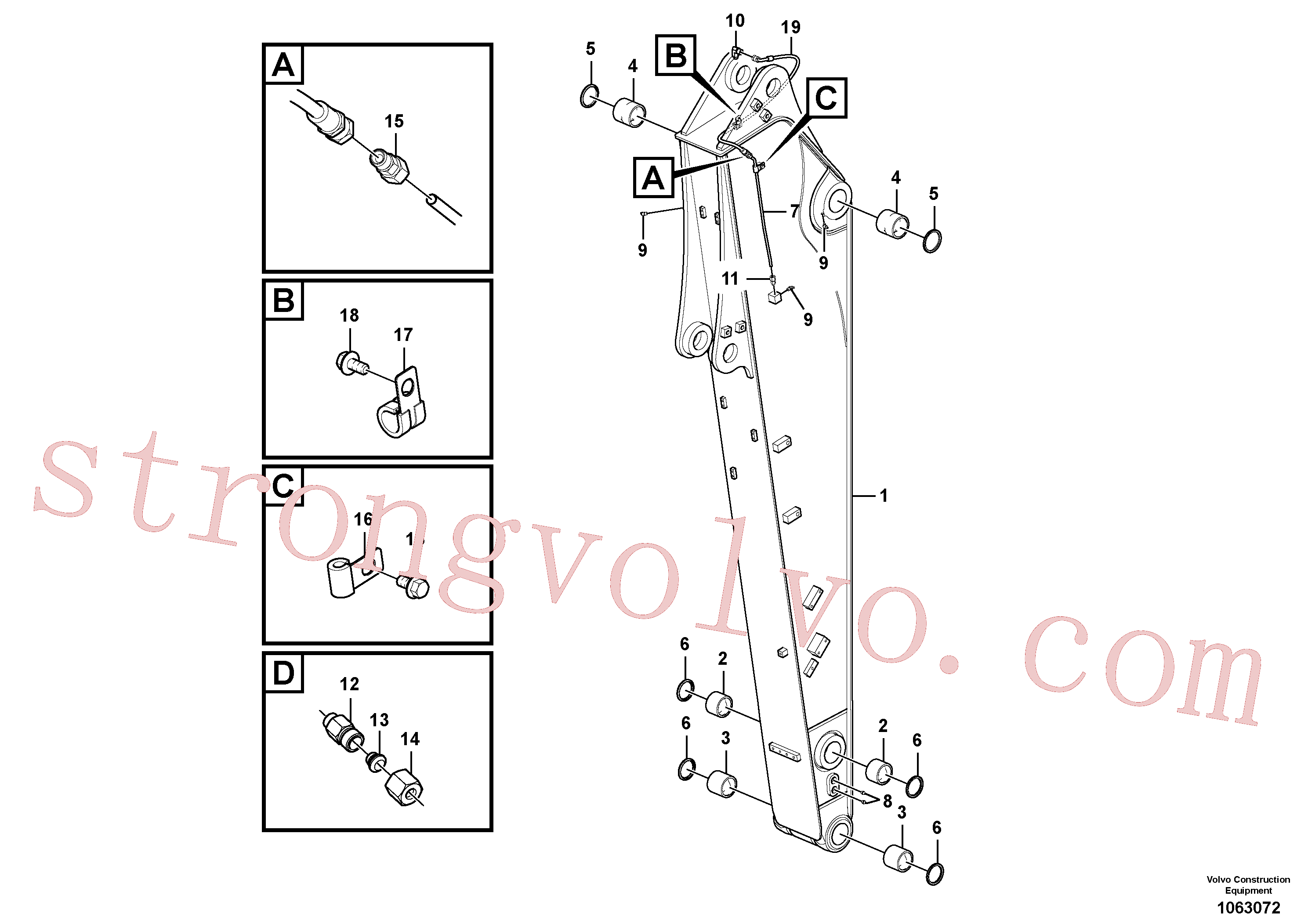 VOE14880870 Volvo Tubagem de massa e do braço de afundamento com sede da tubagem(1063072 Montagem)