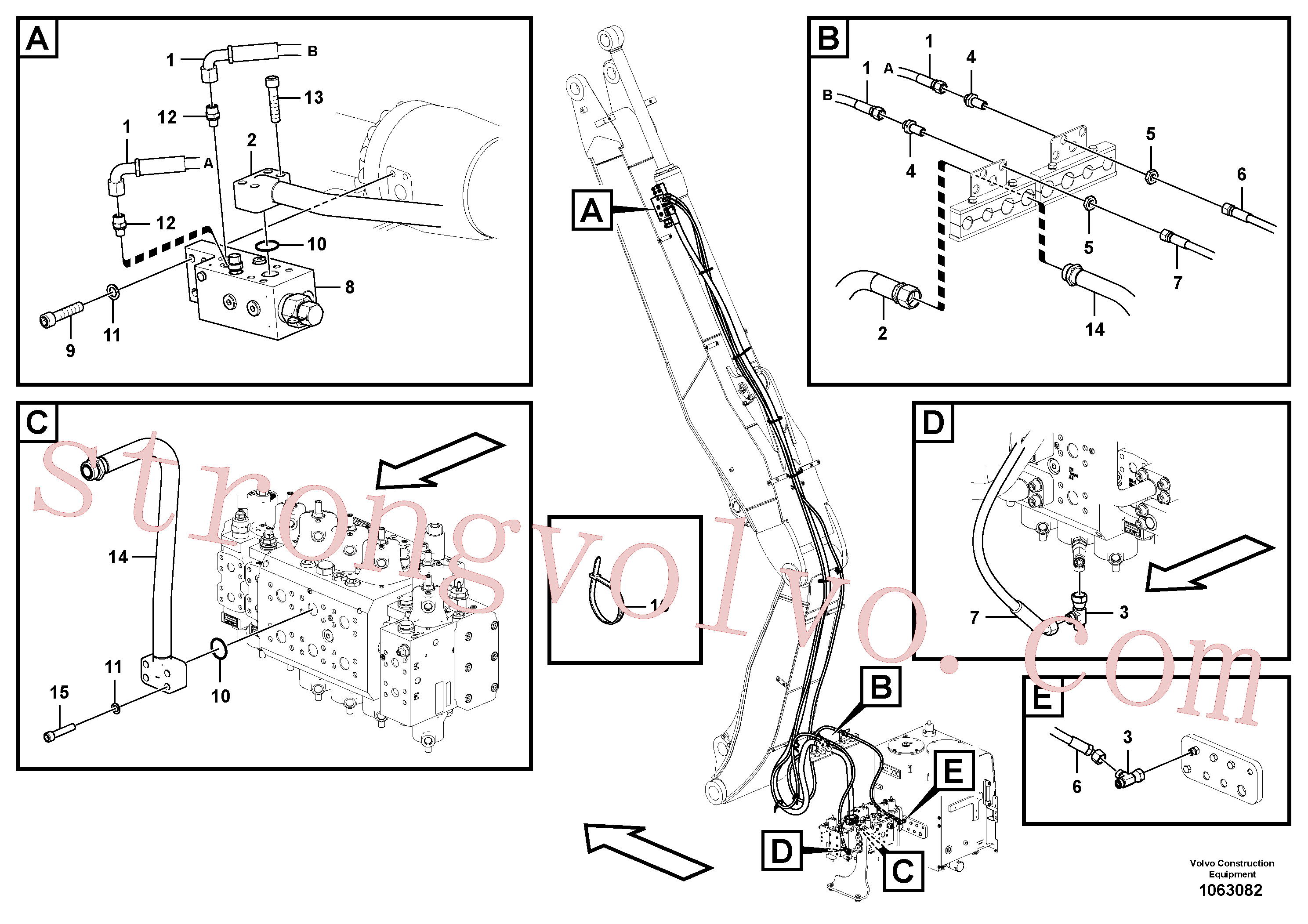 VOE937128 Volvo Hidráulica de serviço, ruptura do braço de afundamento para lança ajustável(1063082 Montagem)