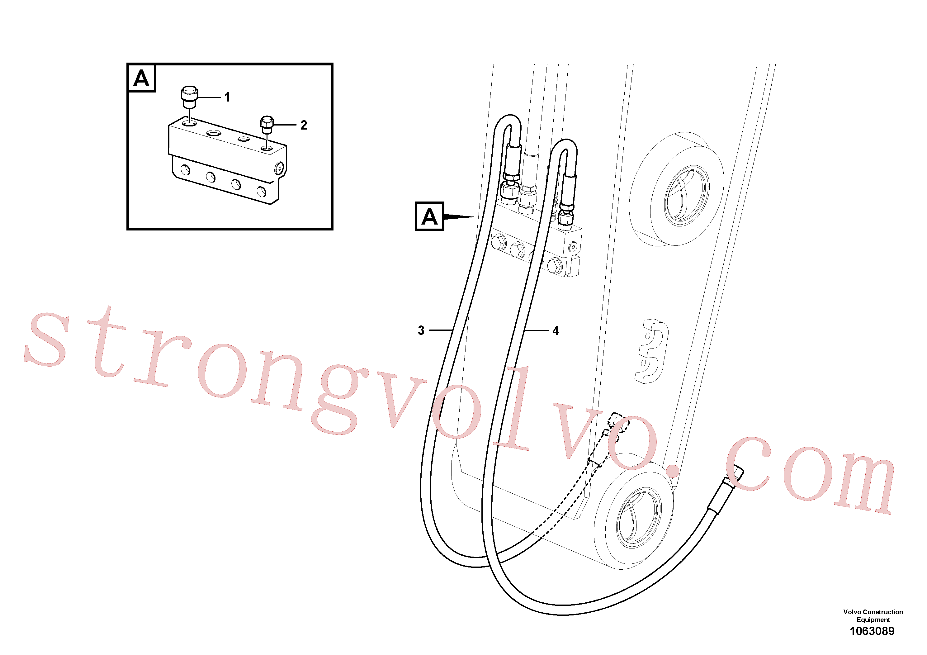 VOE14881581 Volvo Hidráulica de serviço, encaixe rápido no braço de afundamento(1063089 Montagem)