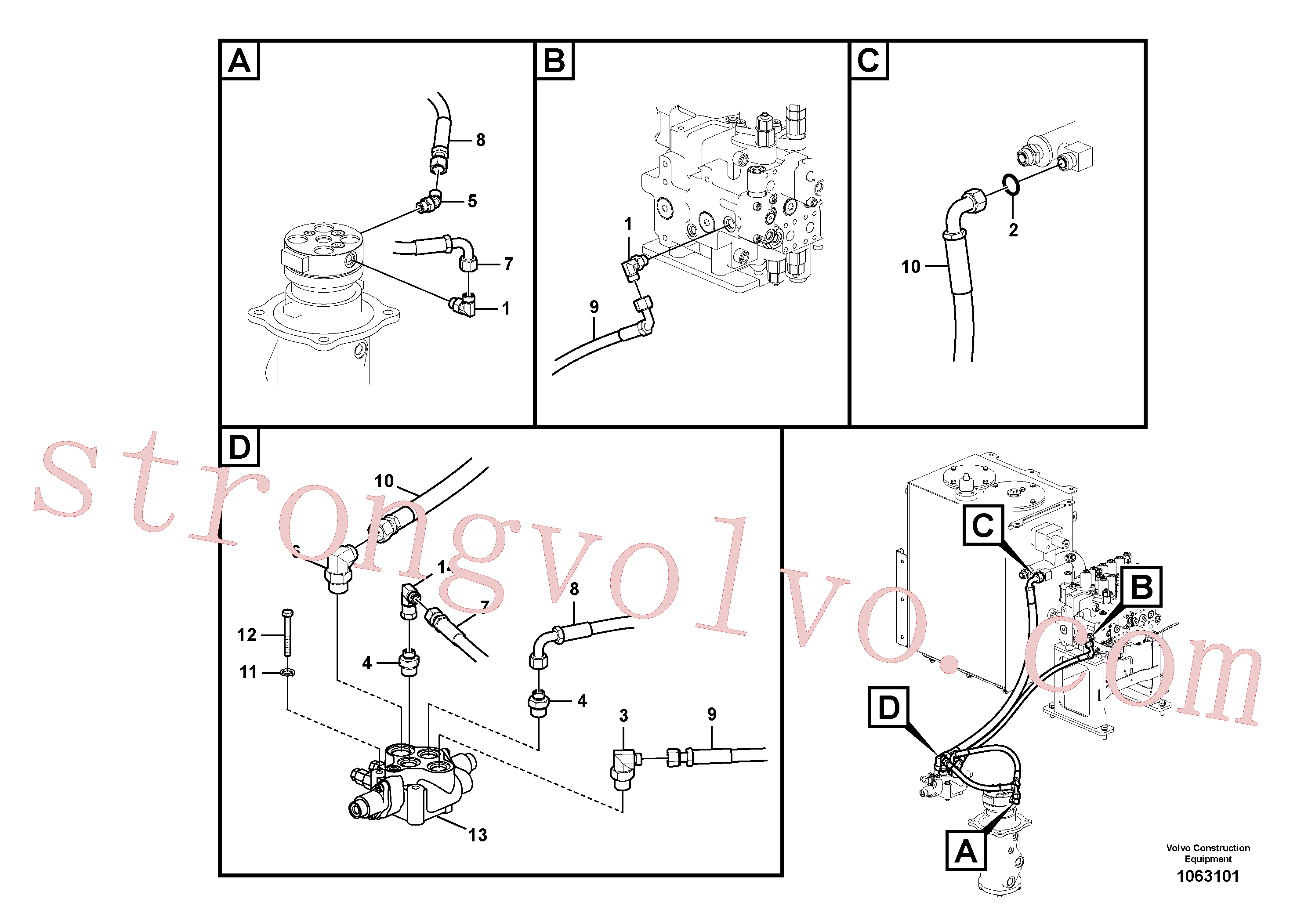 VOE937902 Volvo Sistema hidráulico de trabalho, lâmina niveladora(1063101 Montagem)