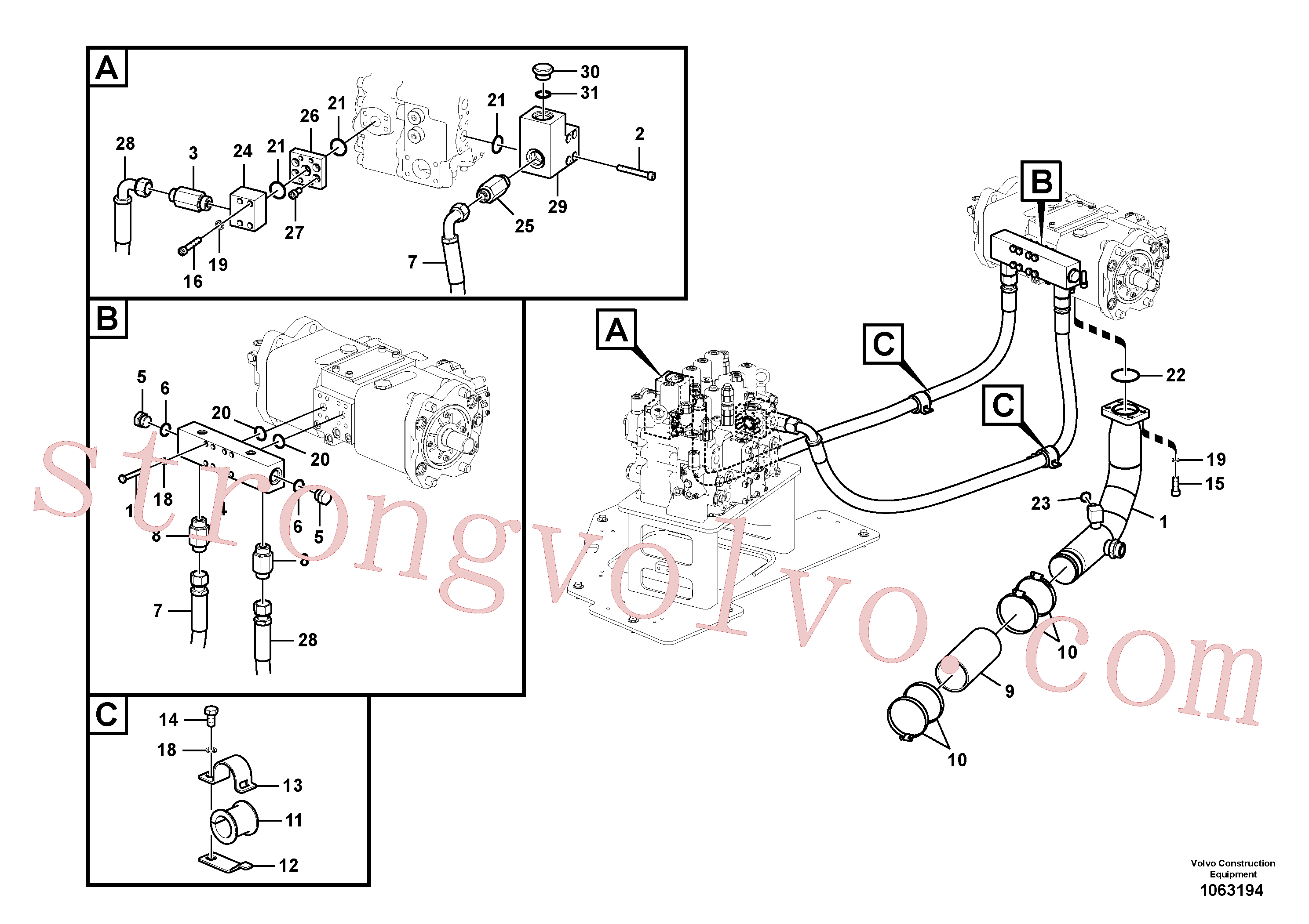 VOE14573255 Volvo Sistema hidráulico, tanque hidráulico para a bomba hidráulica(1063194 Montagem)
