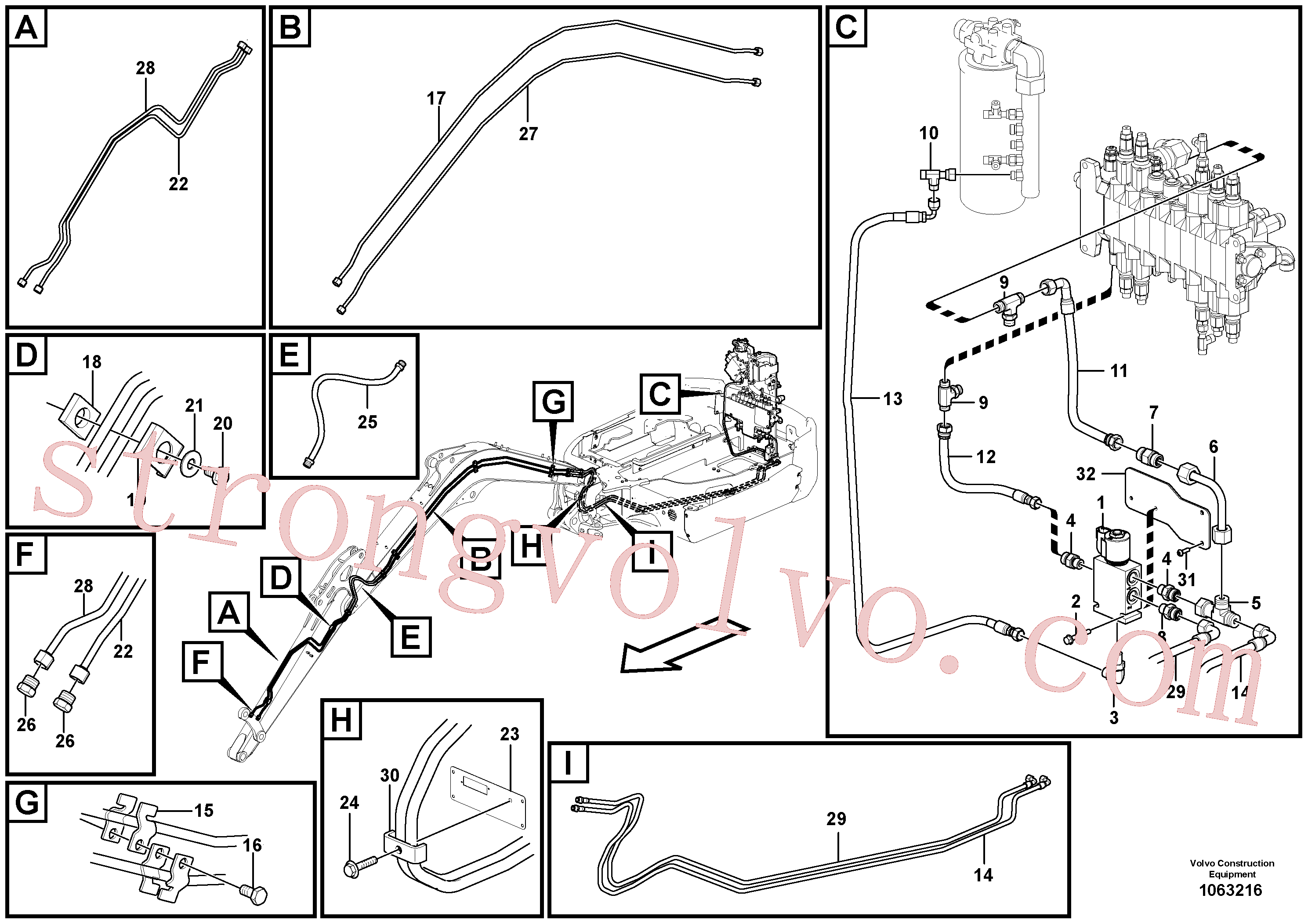 VOE15614161 Volvo Circuito hidráulico (engate rápido/dupla acção)(1063216 Montagem)