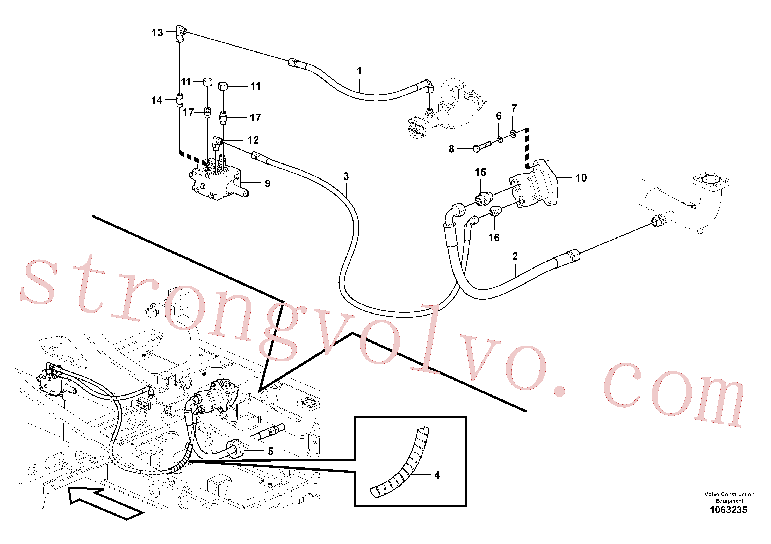 VOE14562999 Volvo Hidráulica de serviço, inclinação e rotor na estrutura superior(1063235 Montagem)
