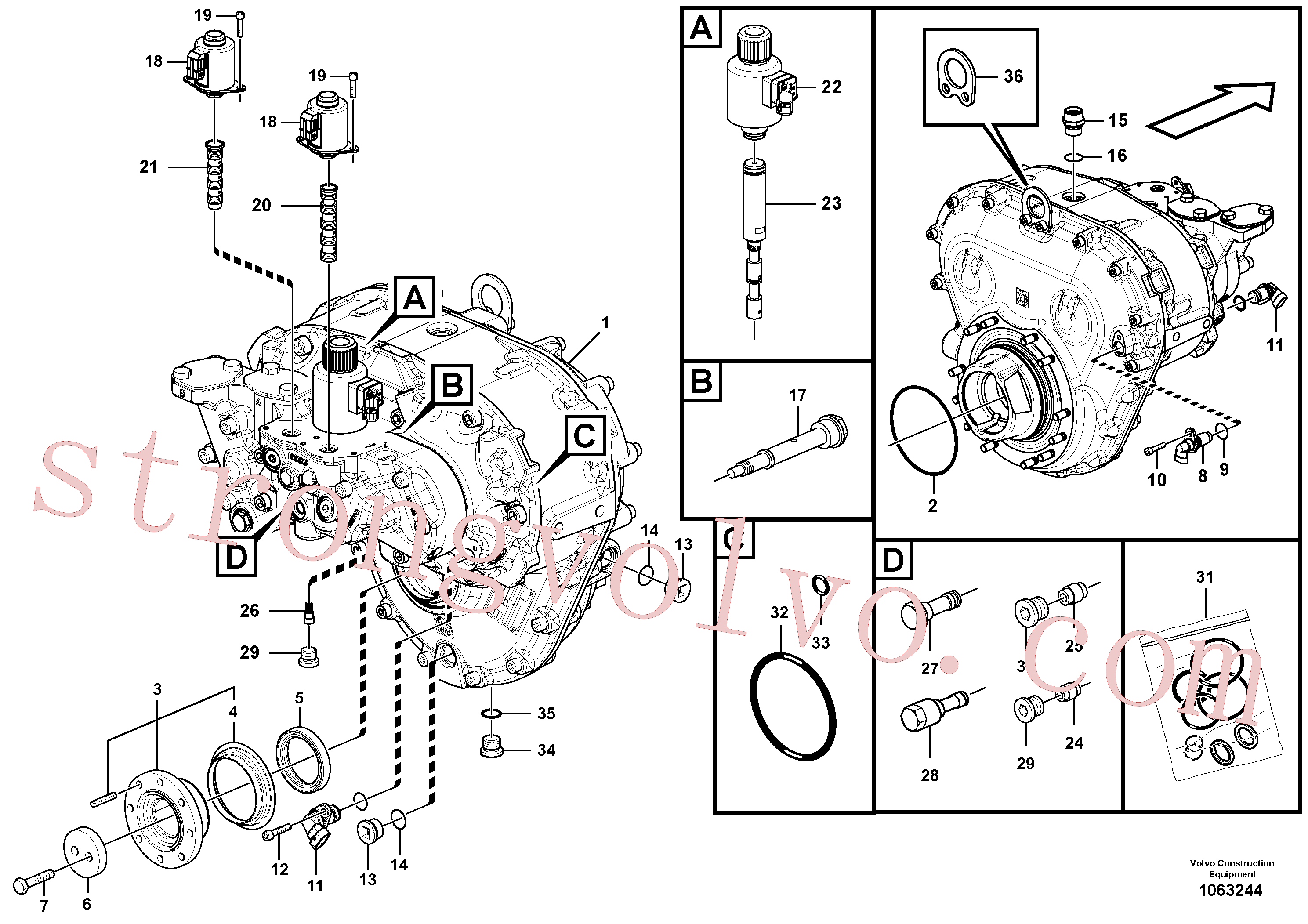 VOE6211756 Volvo Caixa redutora com acessórios(1063244 Montagem)