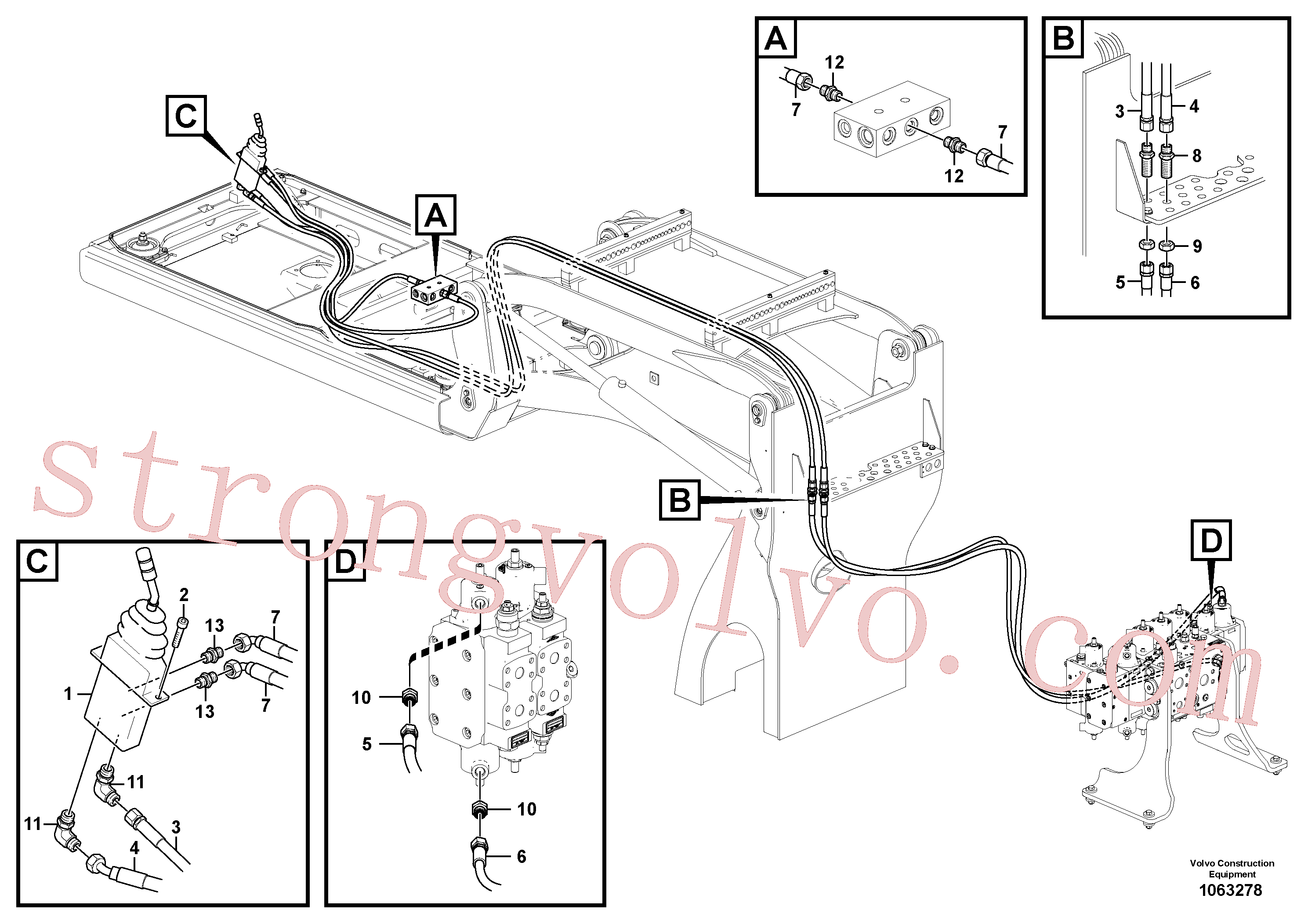 VOE937346 Volvo Joystick do servo-sistema, cabina elevatória(1063278 Montagem)
