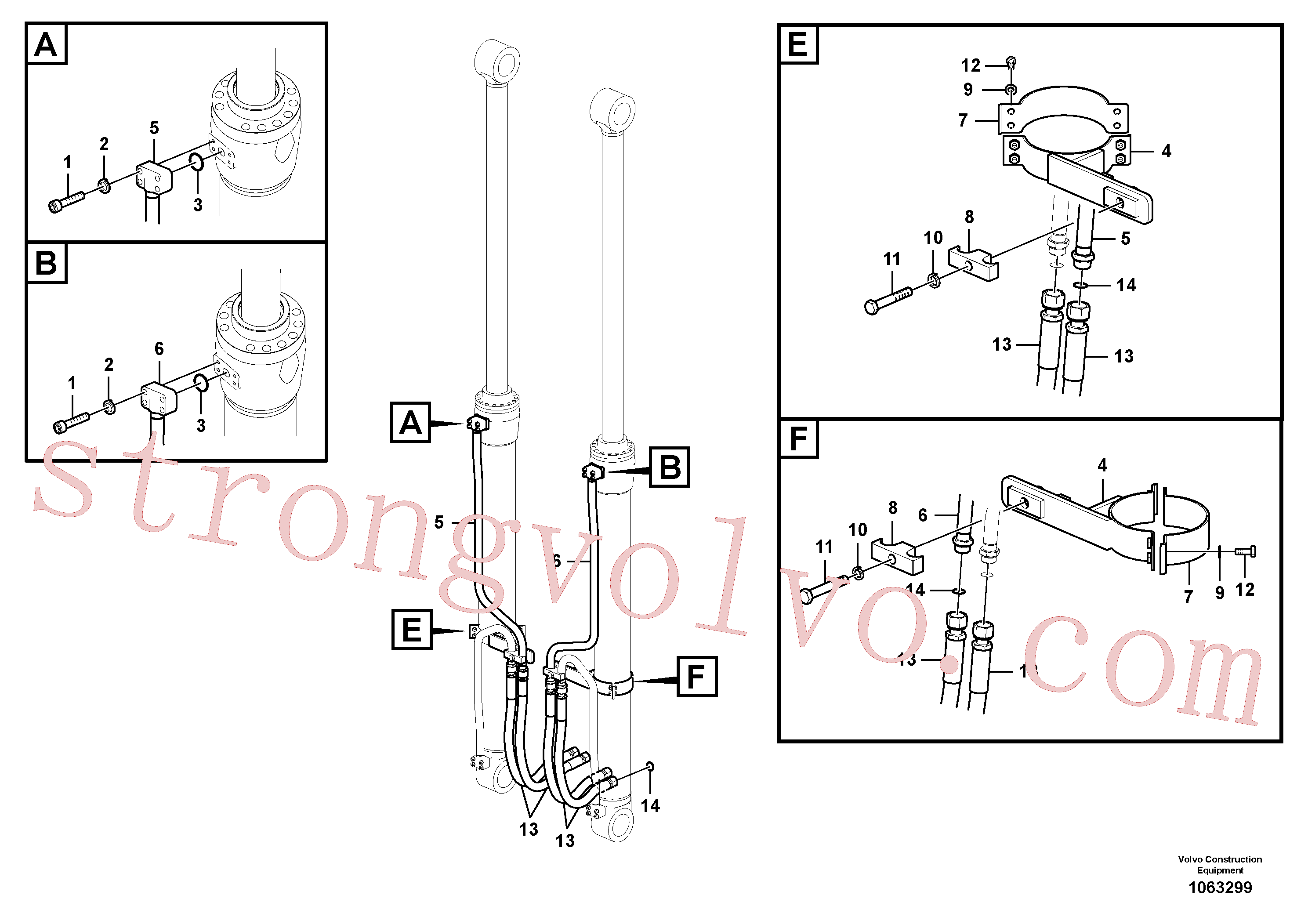 VOE14578132 Volvo Hidráulica de serviço, cilindro da lança(1063299 Montagem)