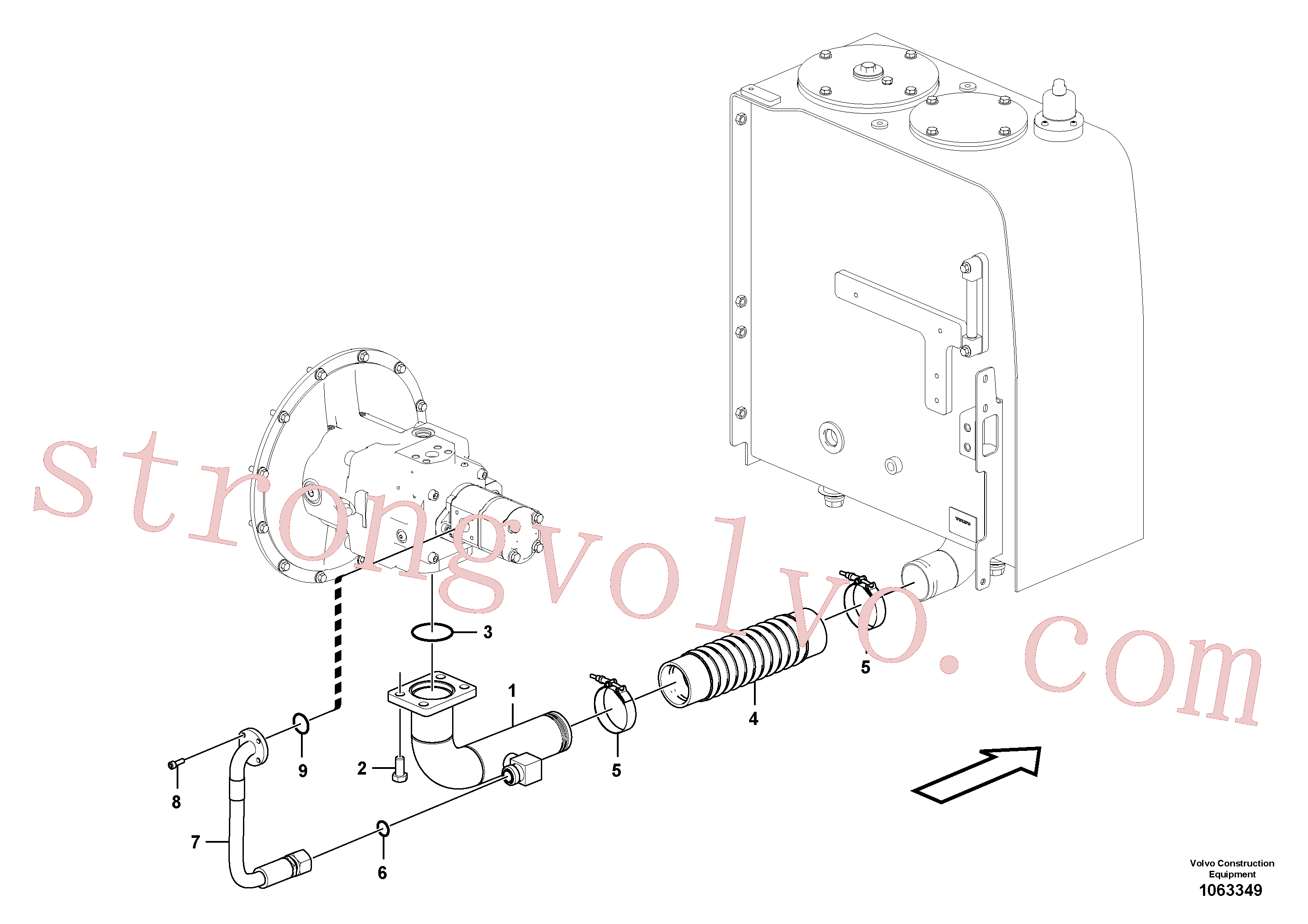 VOE14340625 Volvo Sistema hidráulico, tanque hidráulico para a bomba hidráulica(1063349 Montagem)