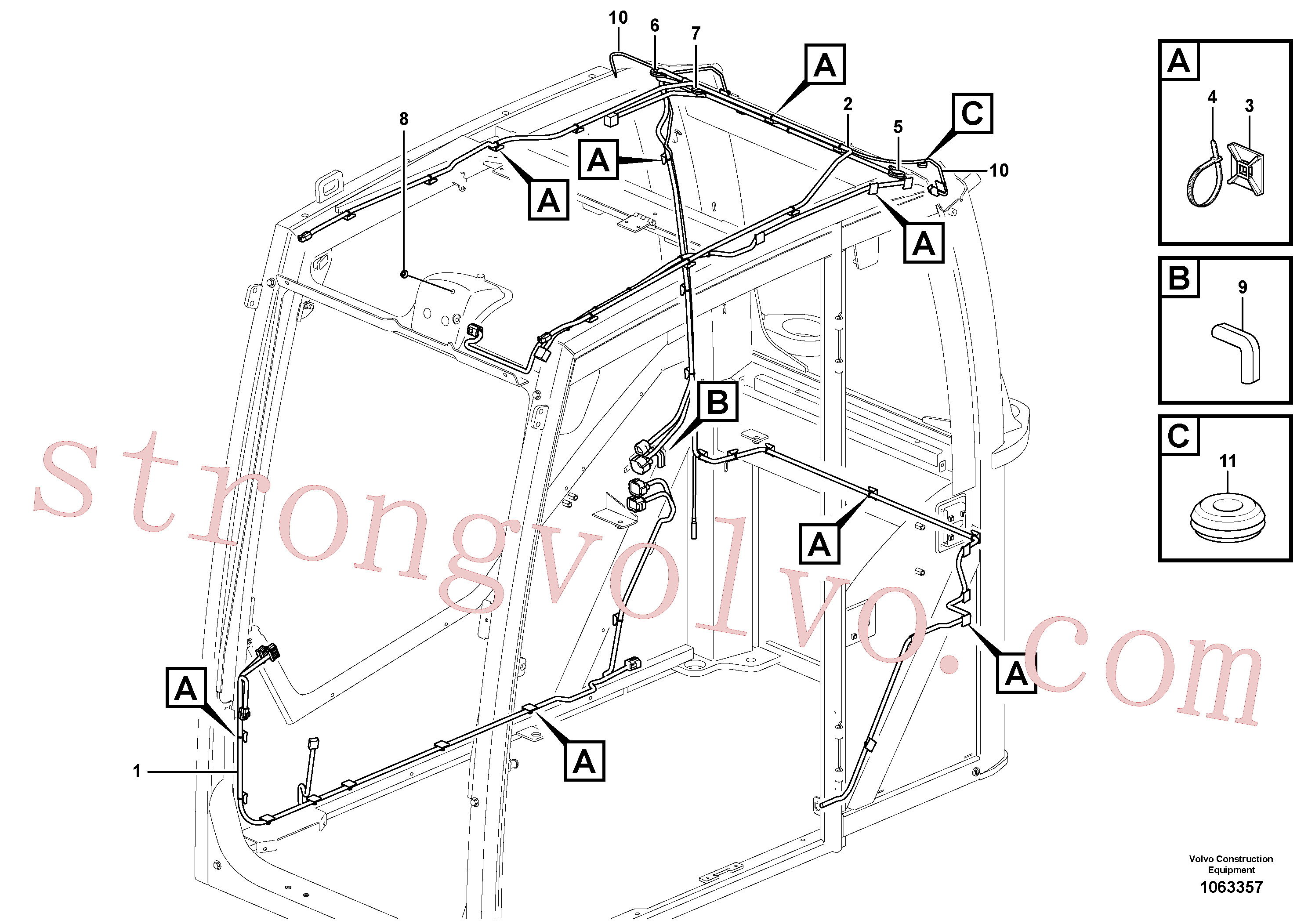 VOE961955 Volvo Cablagem, cabina.(1063357 Montagem)