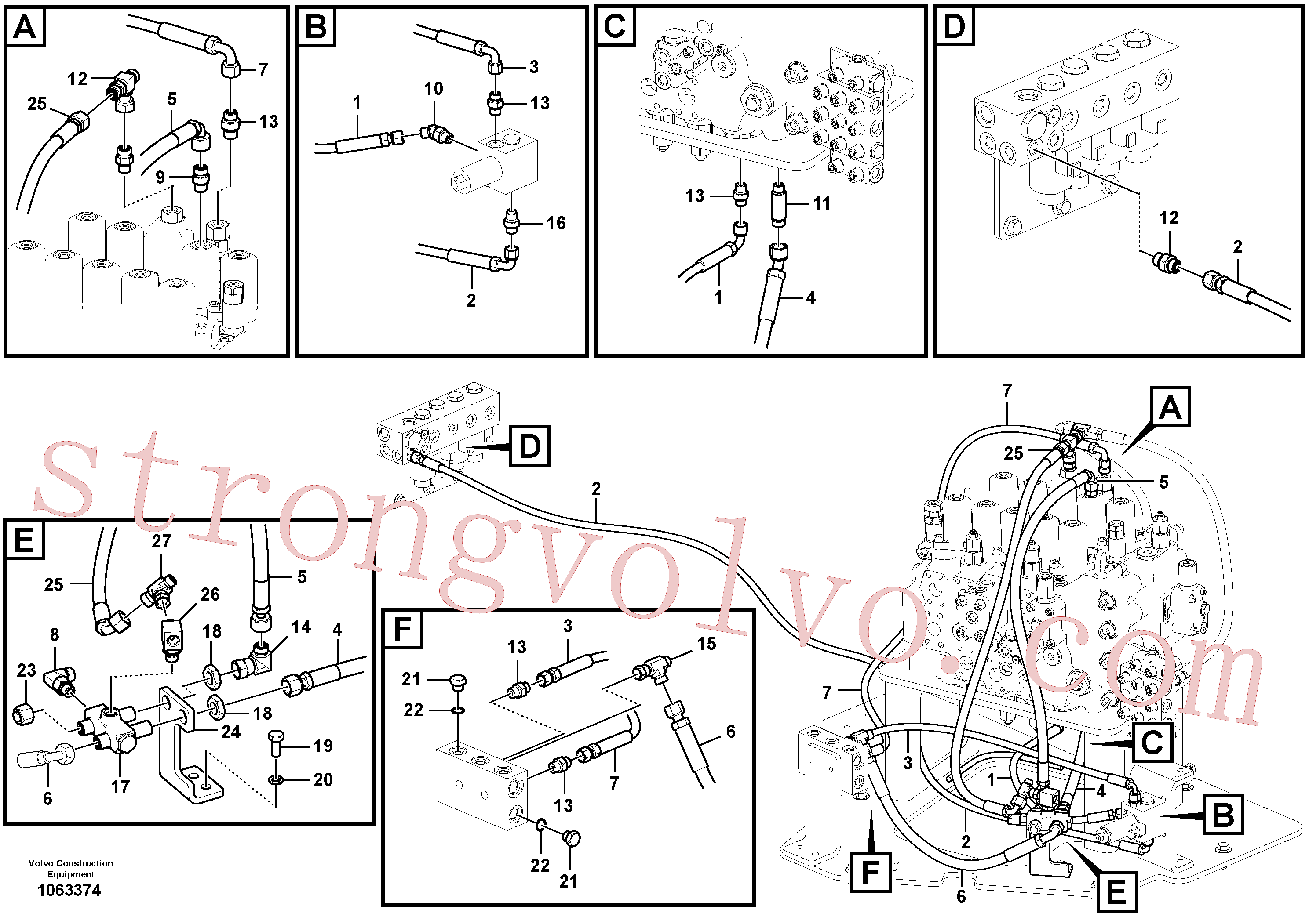 VOE14534520 Volvo Sistema servomotor, martelo e corte(1063374 Montagem)