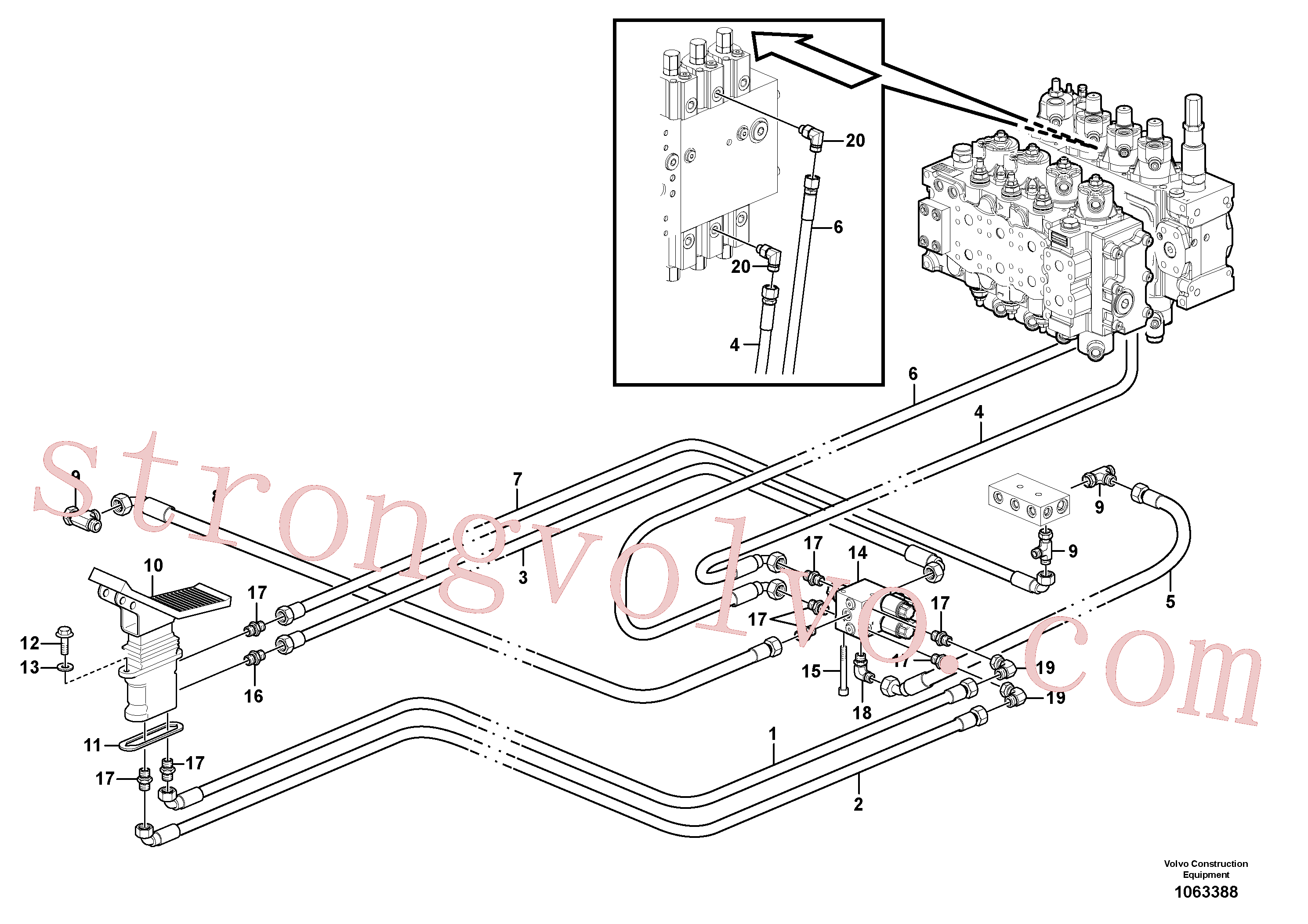 VOE15036393 Volvo Sistema servomotor, martelo e corte(1063388 Montagem)