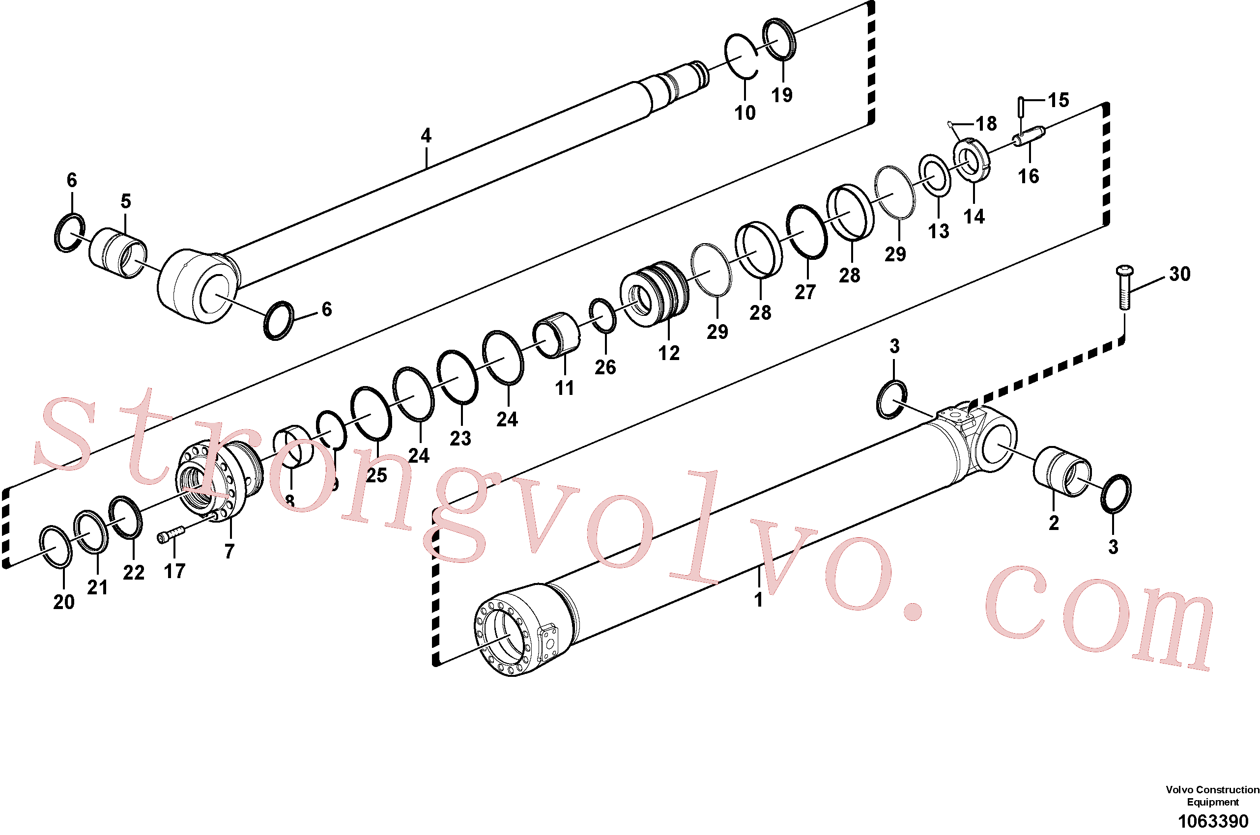 SA9567-20751 Volvo Cilindro do braço de afundamento(1063390 Montagem)